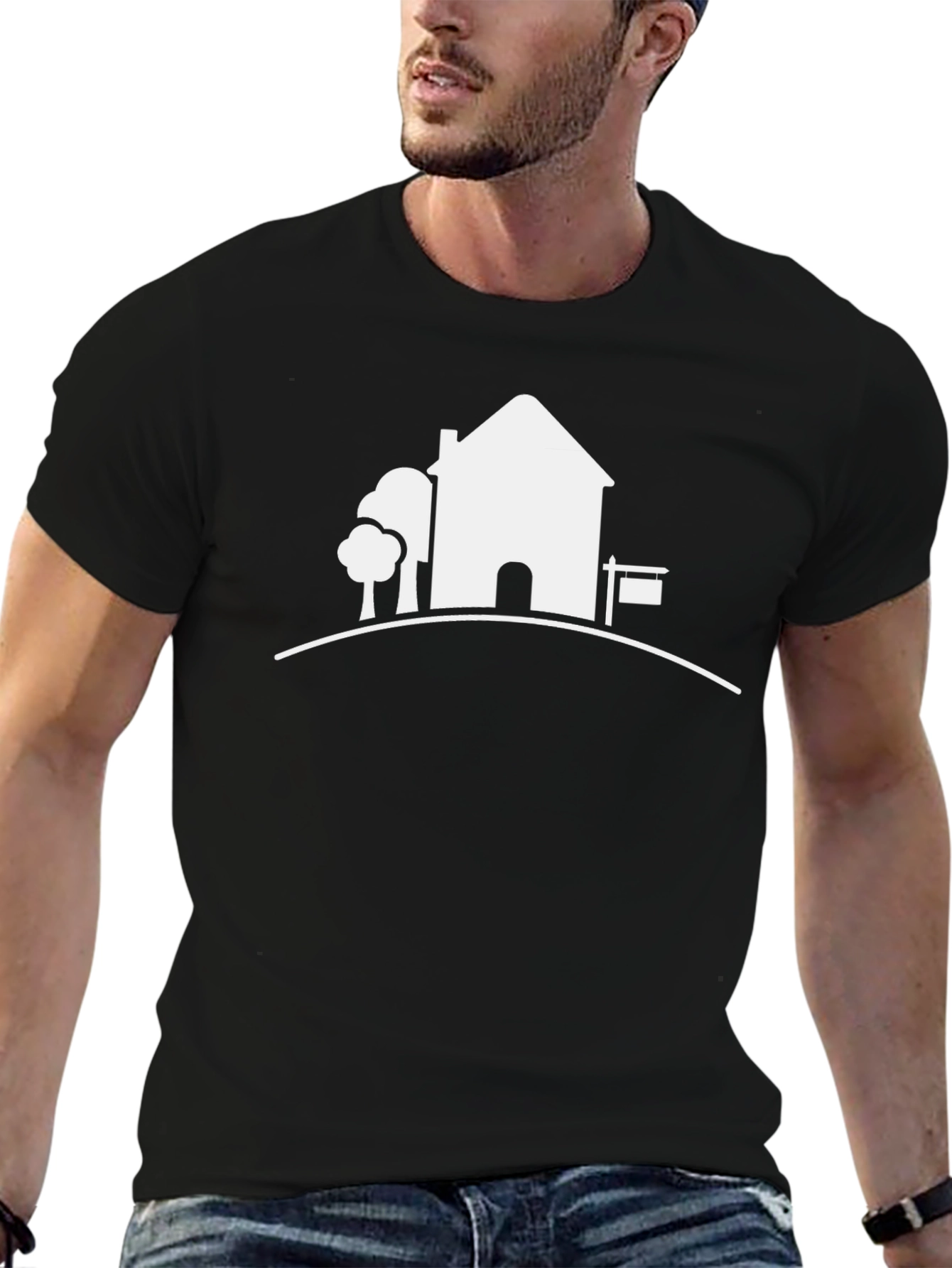 House Graphic Tee - Modern Black T-Shirt