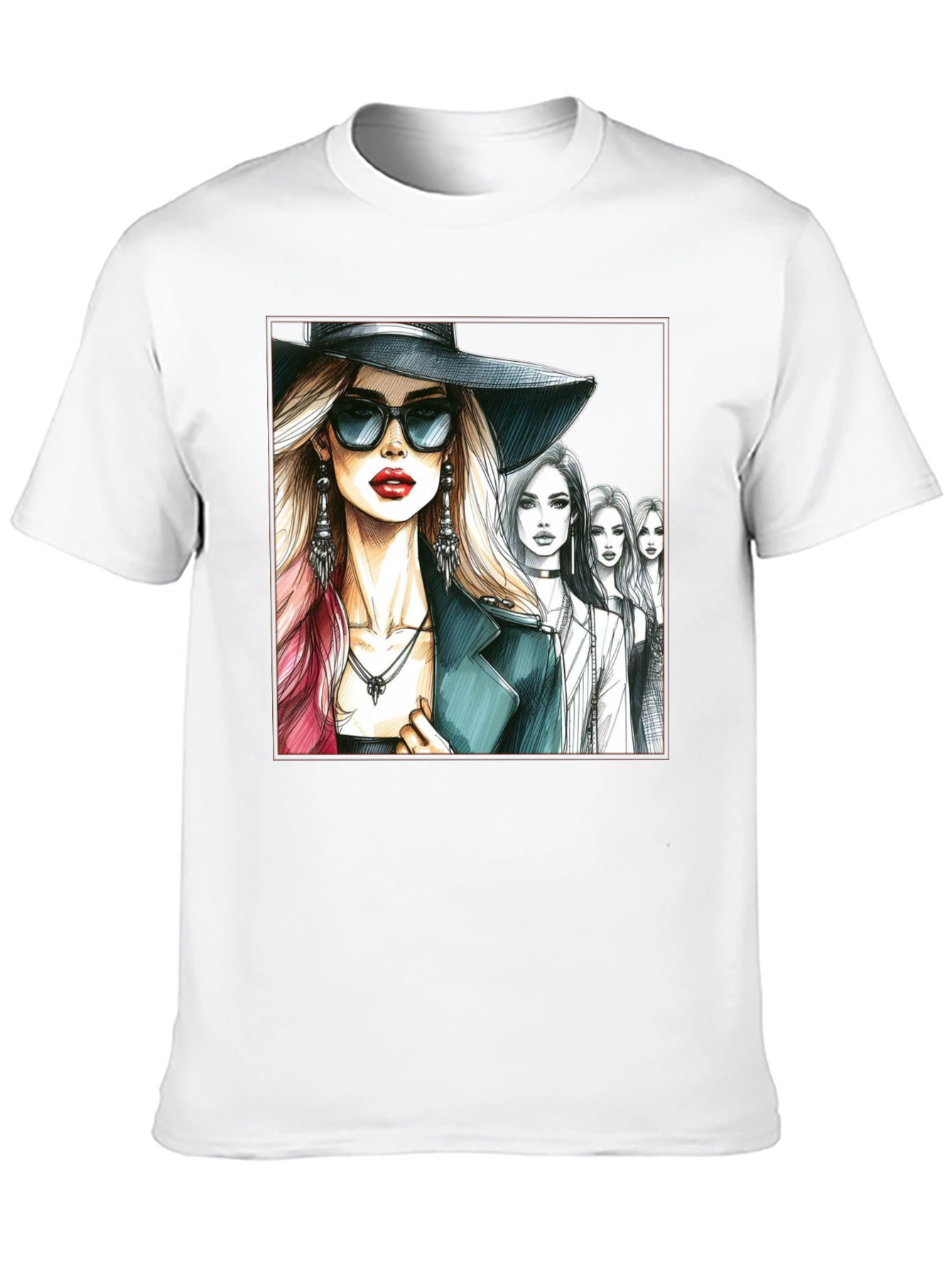 Stylish Women Sketch Graphic T-Shirt - Black