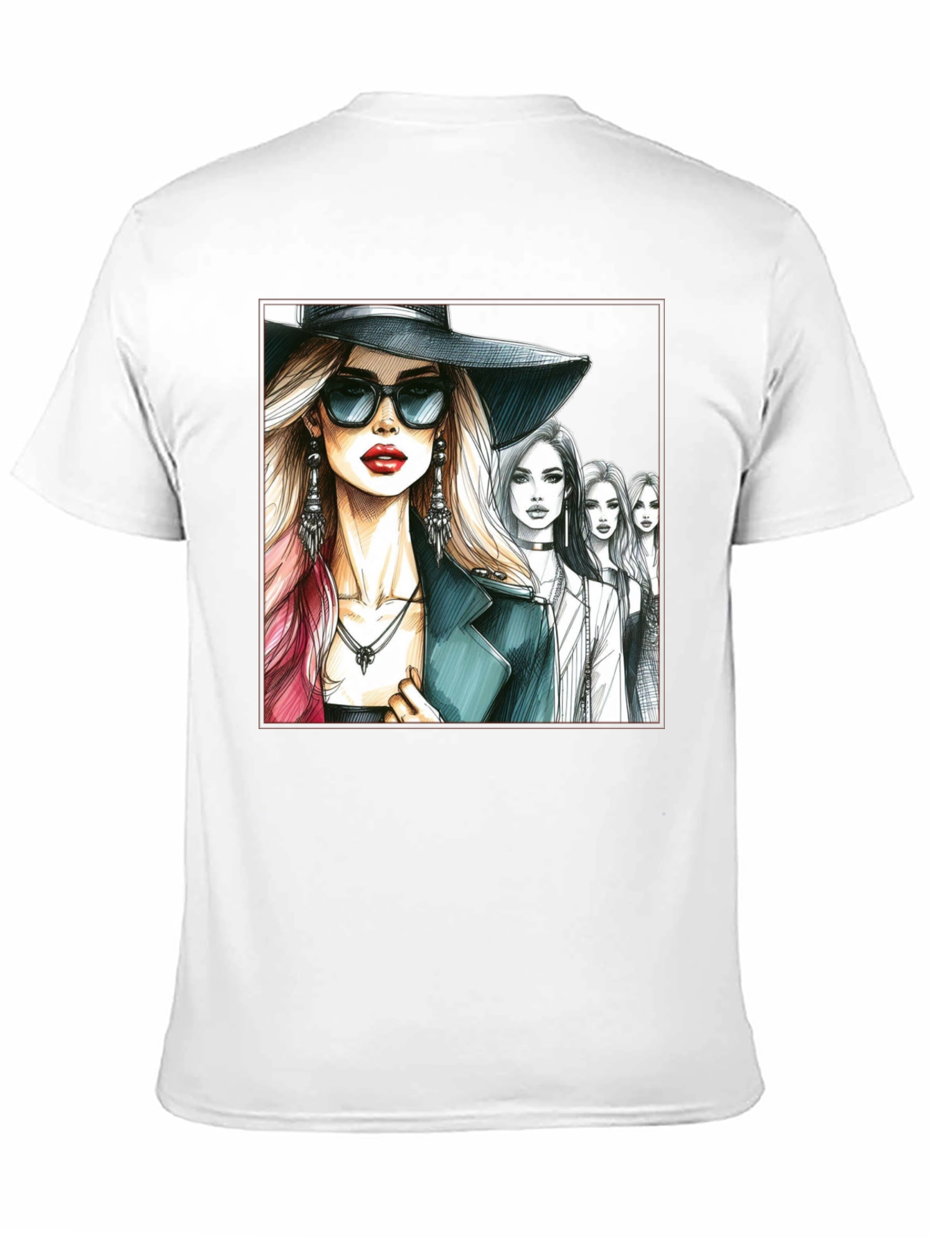 Stylish Women Sketch Graphic T-Shirt - Black