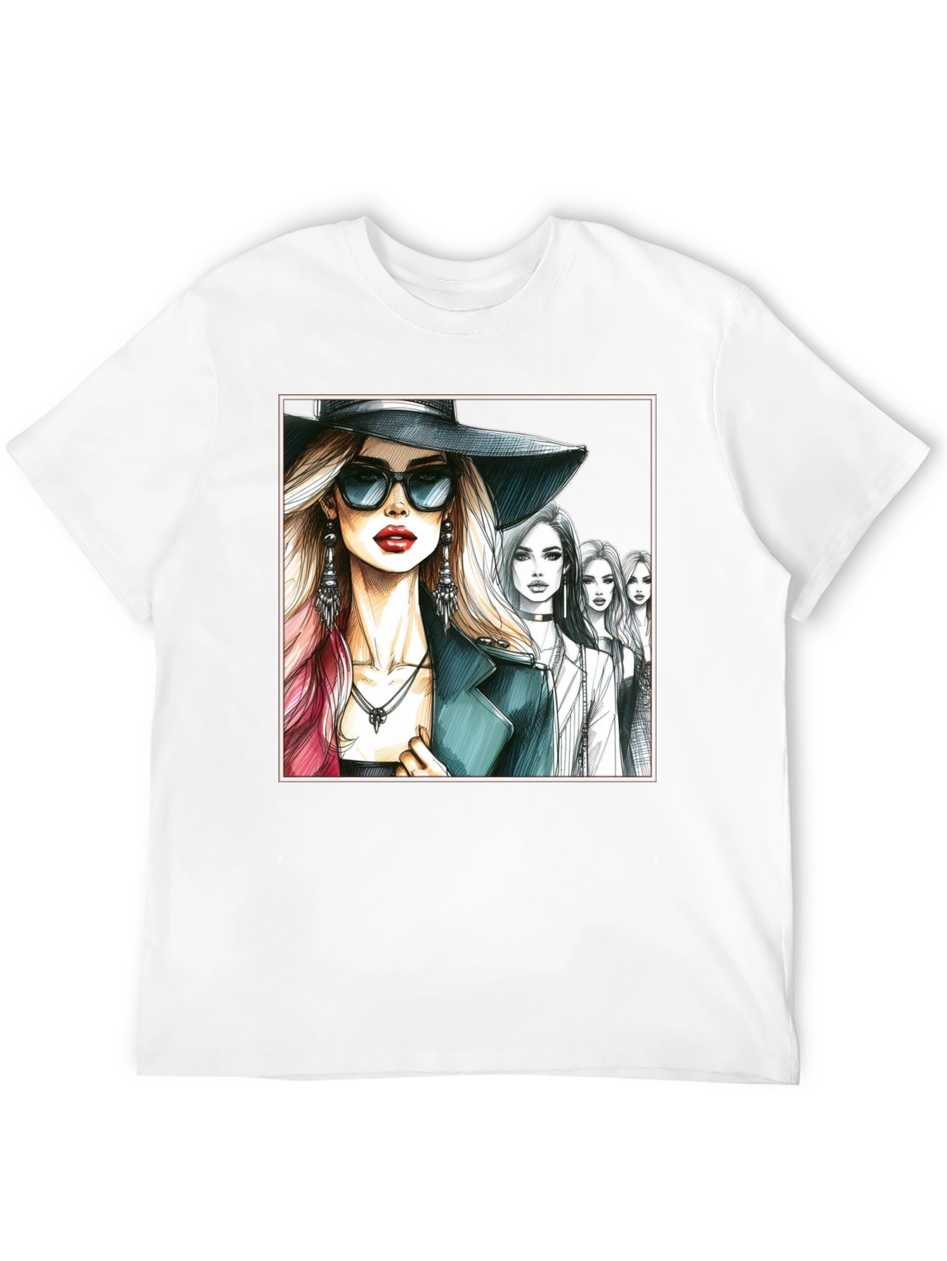 Stylish Women Sketch Graphic T-Shirt - Black