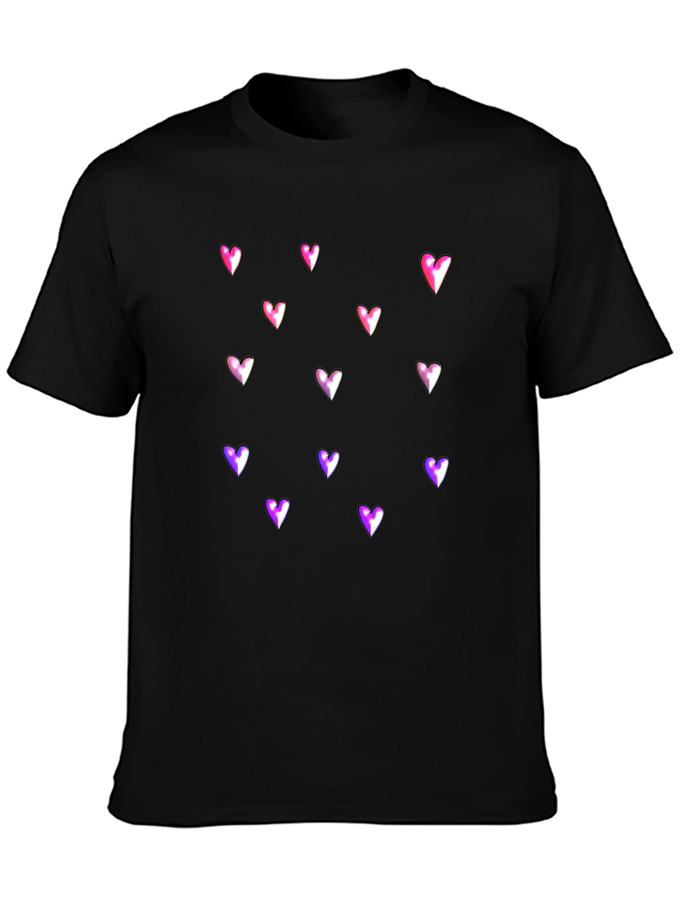 Heart Print Black T-Shirt