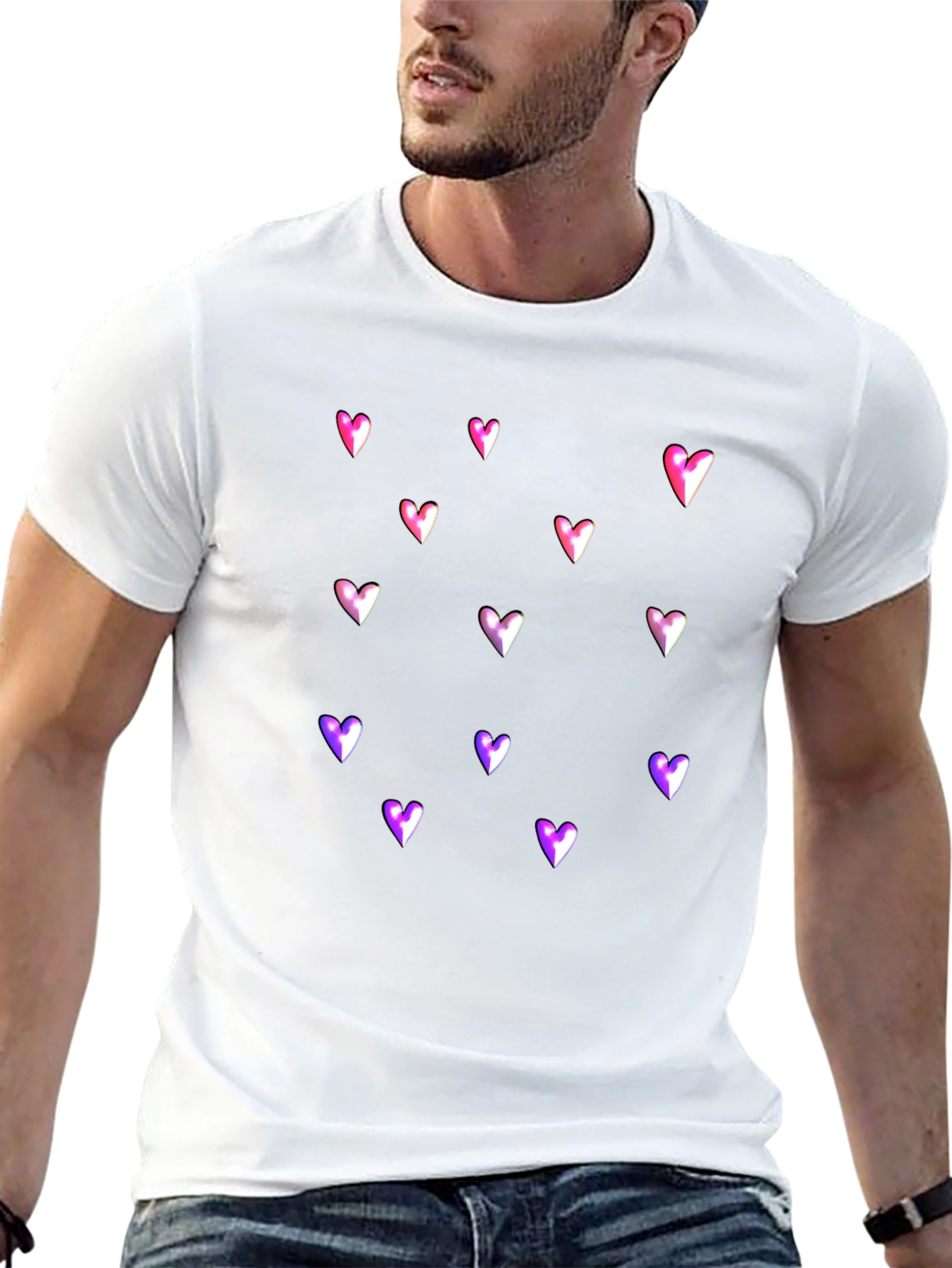 Heart Print Black T-Shirt