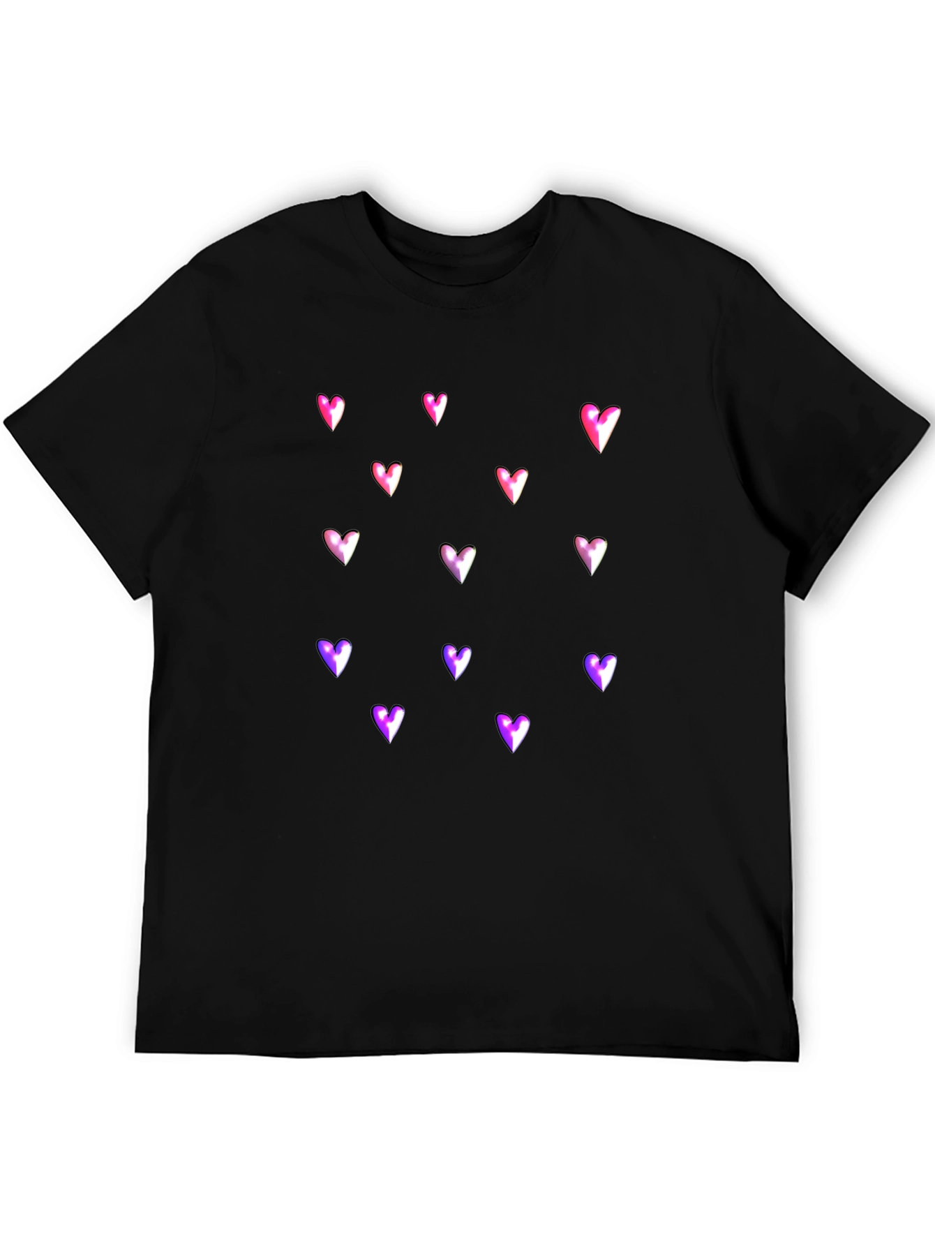 Heart Print Black T-Shirt