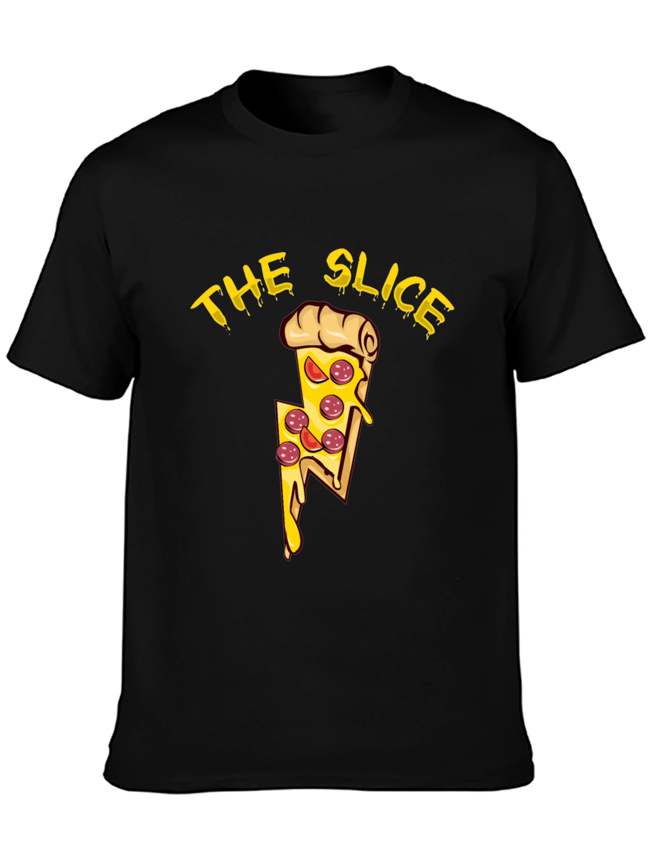 The Slice Pizza Graphic Tee - Black Cotton T-Shirt