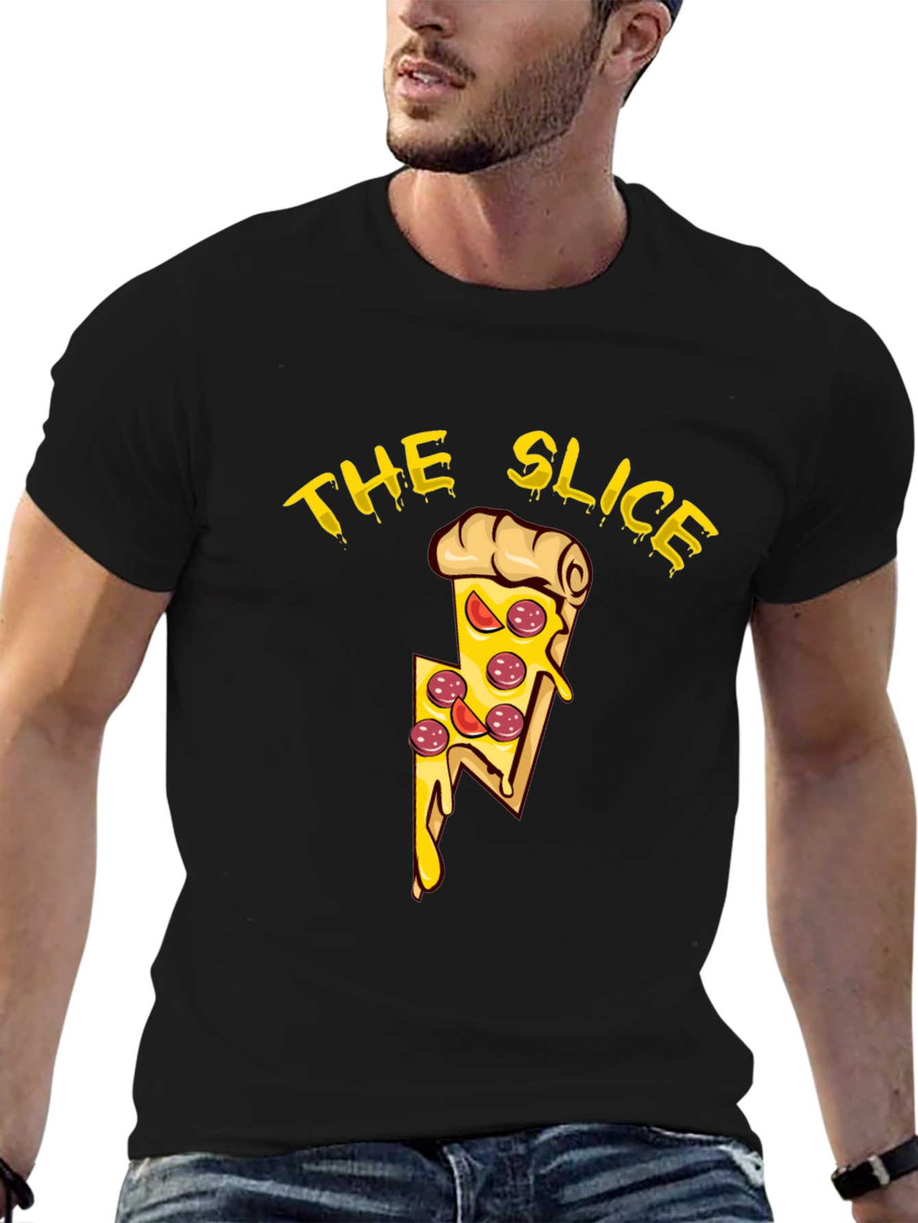 The Slice Pizza Graphic Tee - Black Cotton T-Shirt