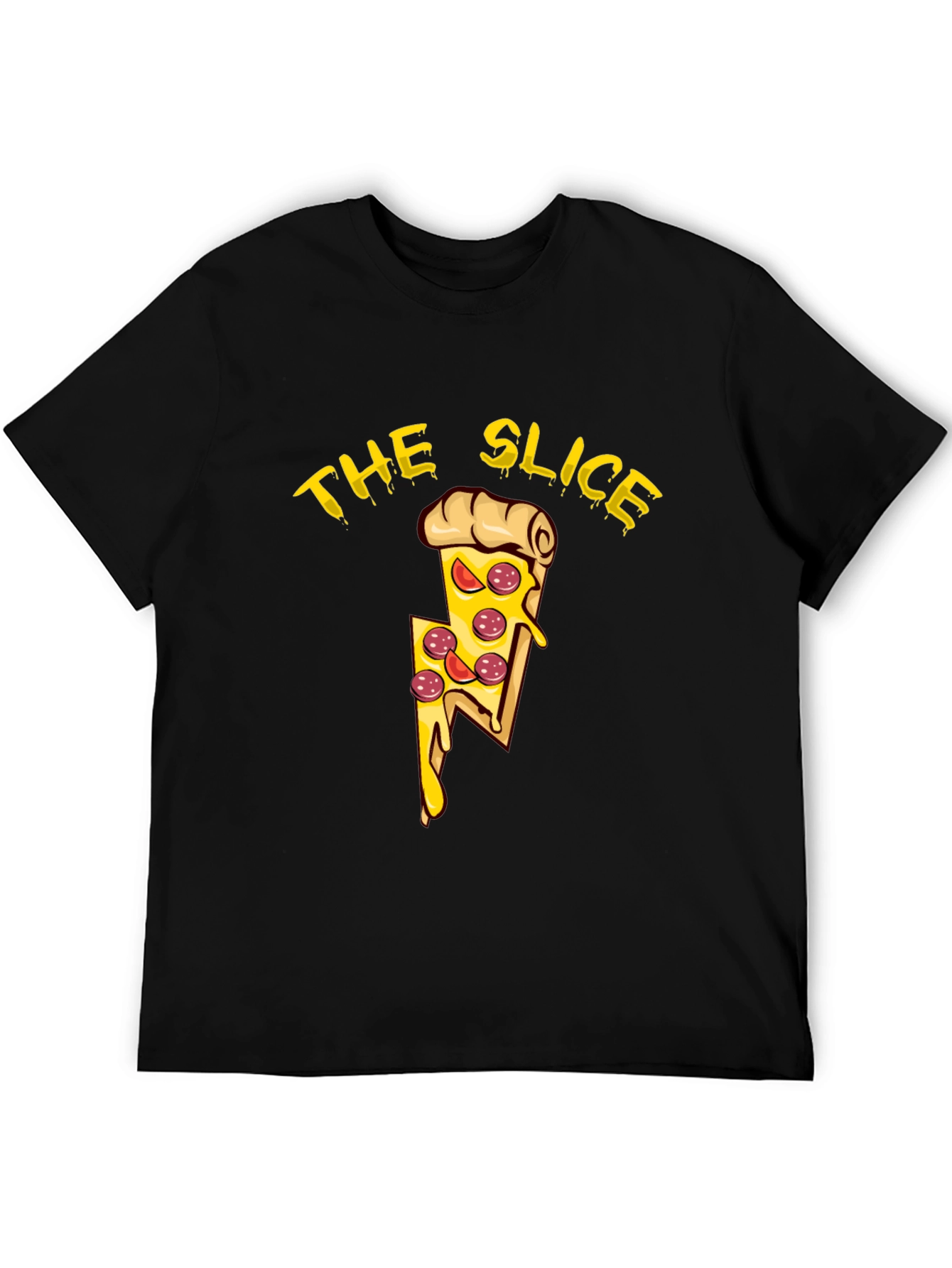 The Slice Pizza Graphic Tee - Black Cotton T-Shirt