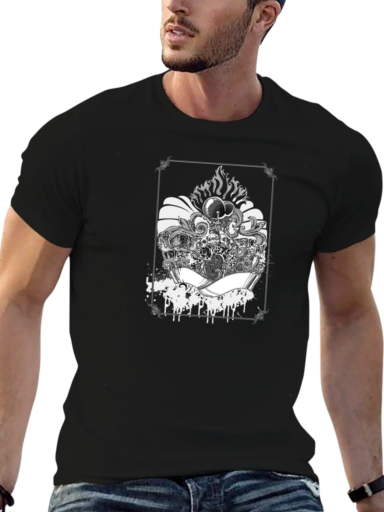 Mens Graphic Tee - Skull & Aces