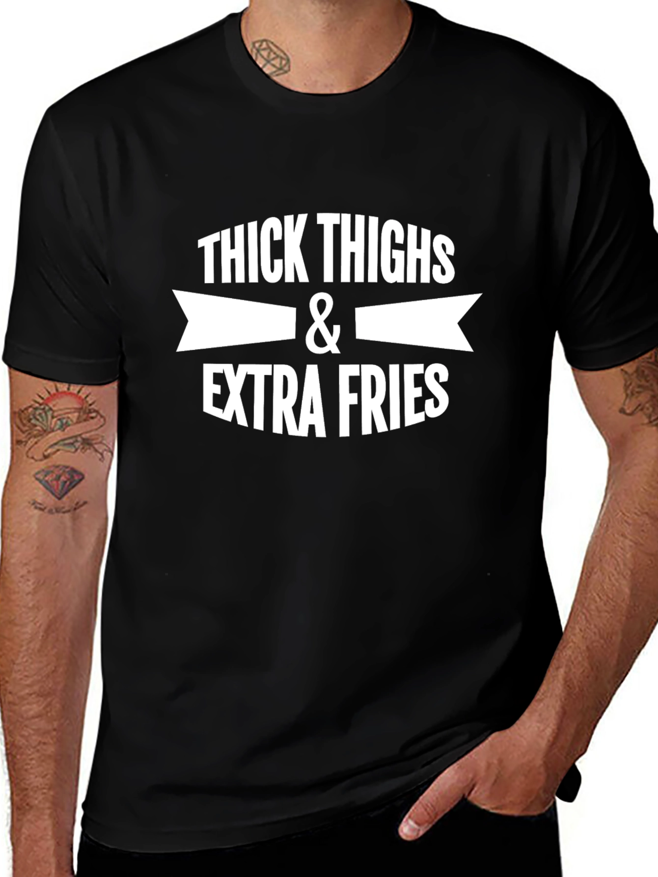 Thick Thighs & Extra Fries Graphic Tee - Black