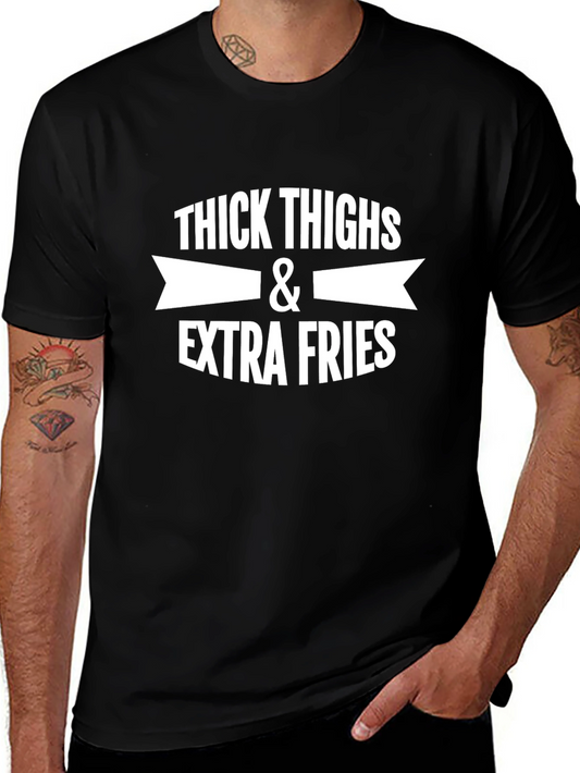 Thick Thighs & Extra Fries Graphic Tee - Black