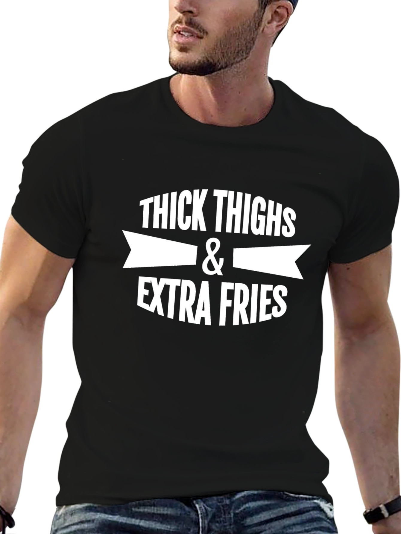 Thick Thighs & Extra Fries Graphic Tee - Black