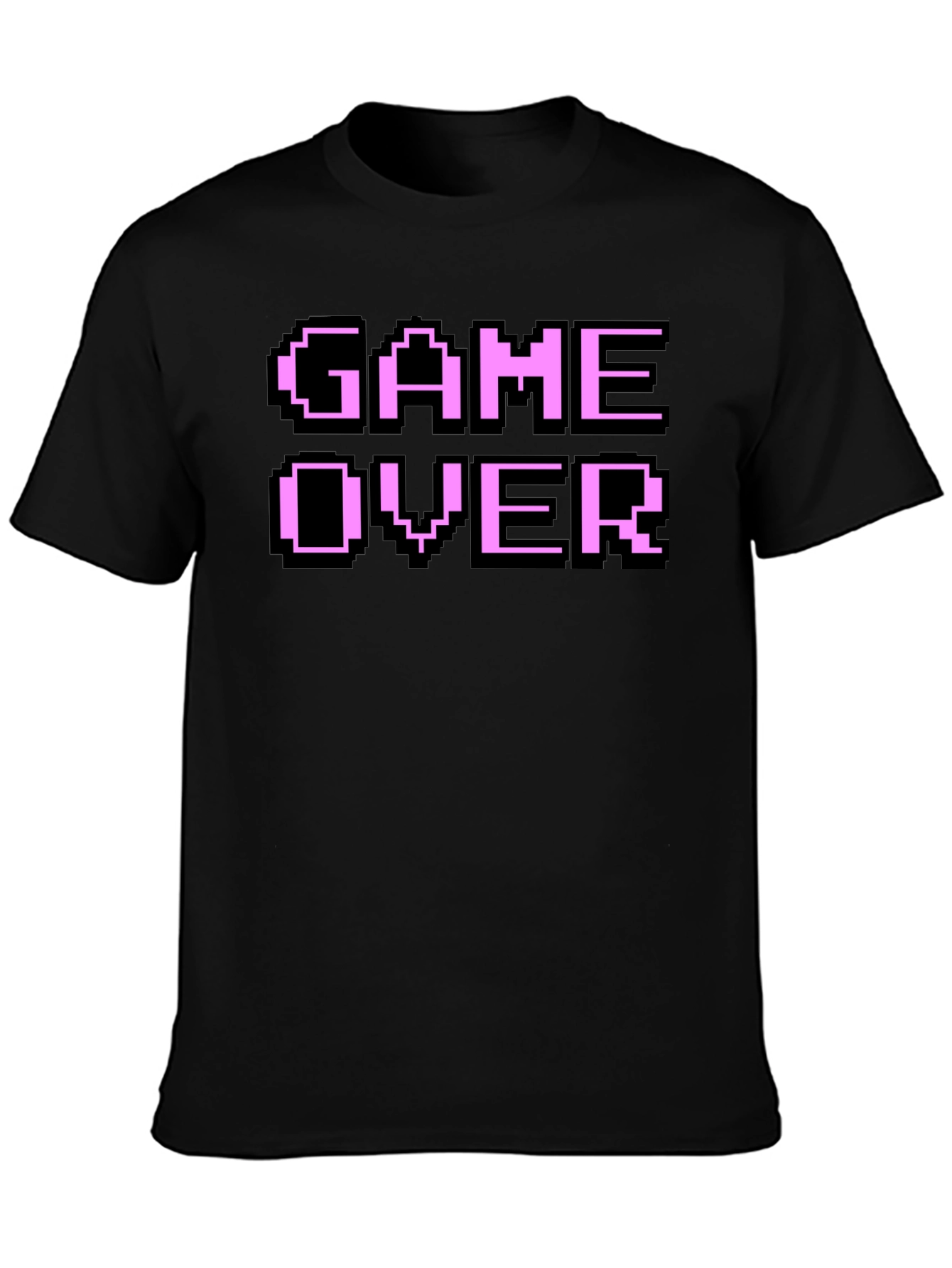 Game Over Pixel Art Black T-Shirt