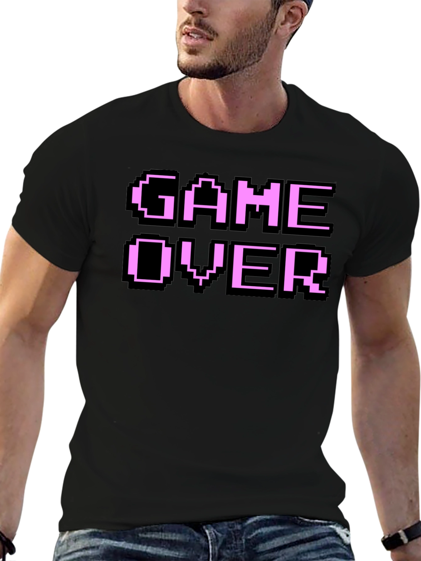 Game Over Pixel Art Black T-Shirt