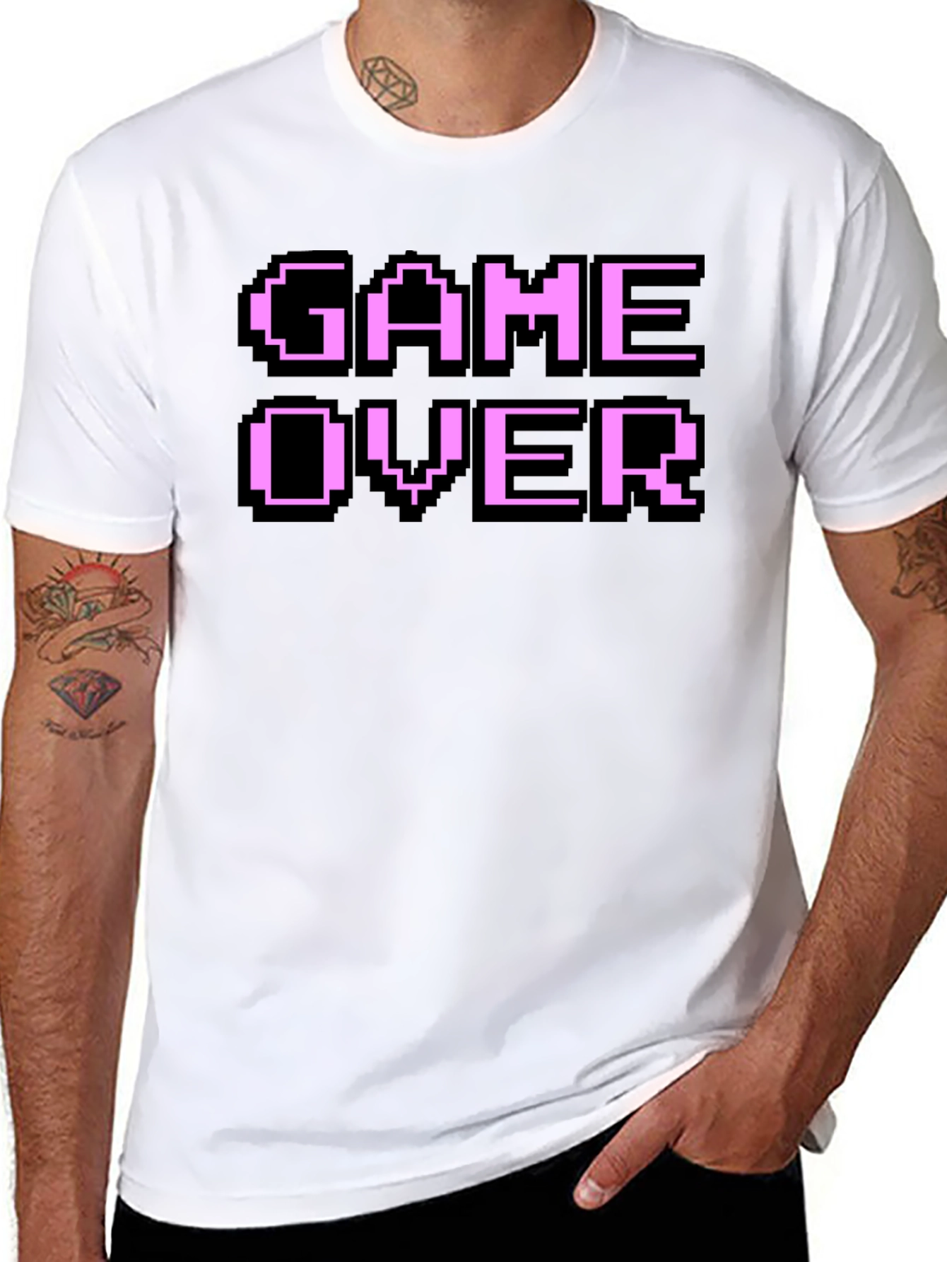 Game Over Pixel Art Black T-Shirt