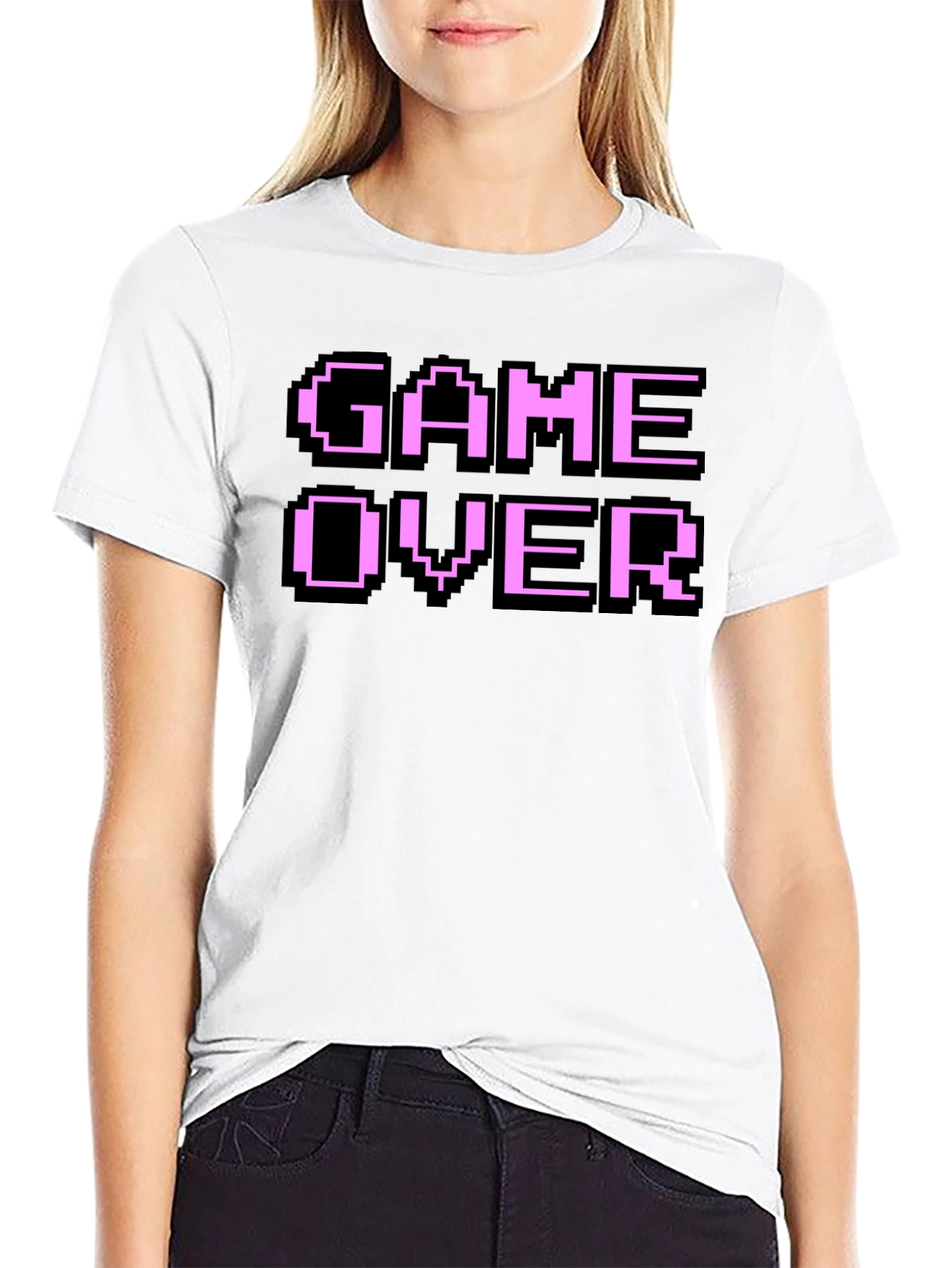 Game Over Pixel Art Black T-Shirt