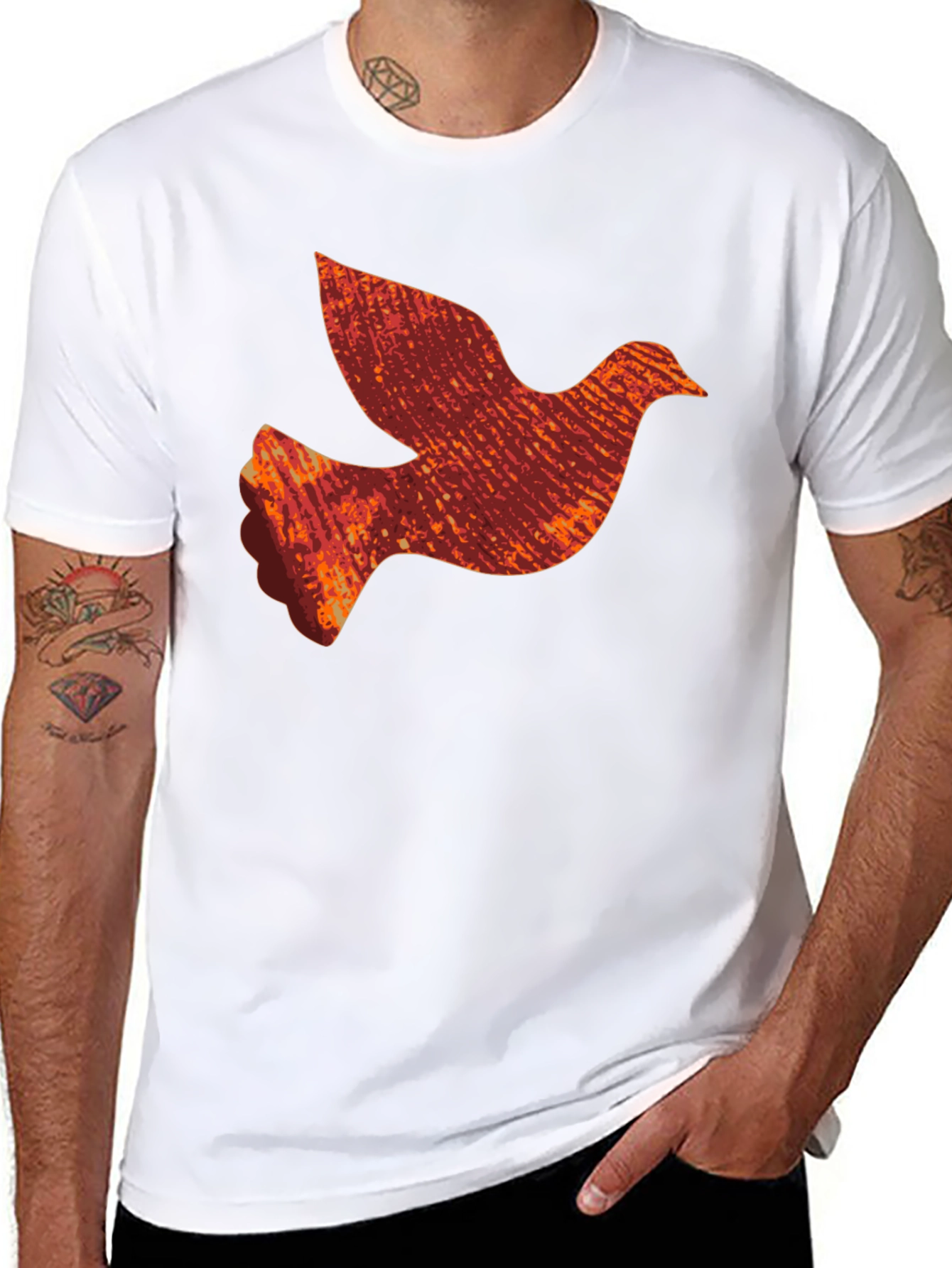 Retro Dove Graphic Tee - Mens Black T-Shirt