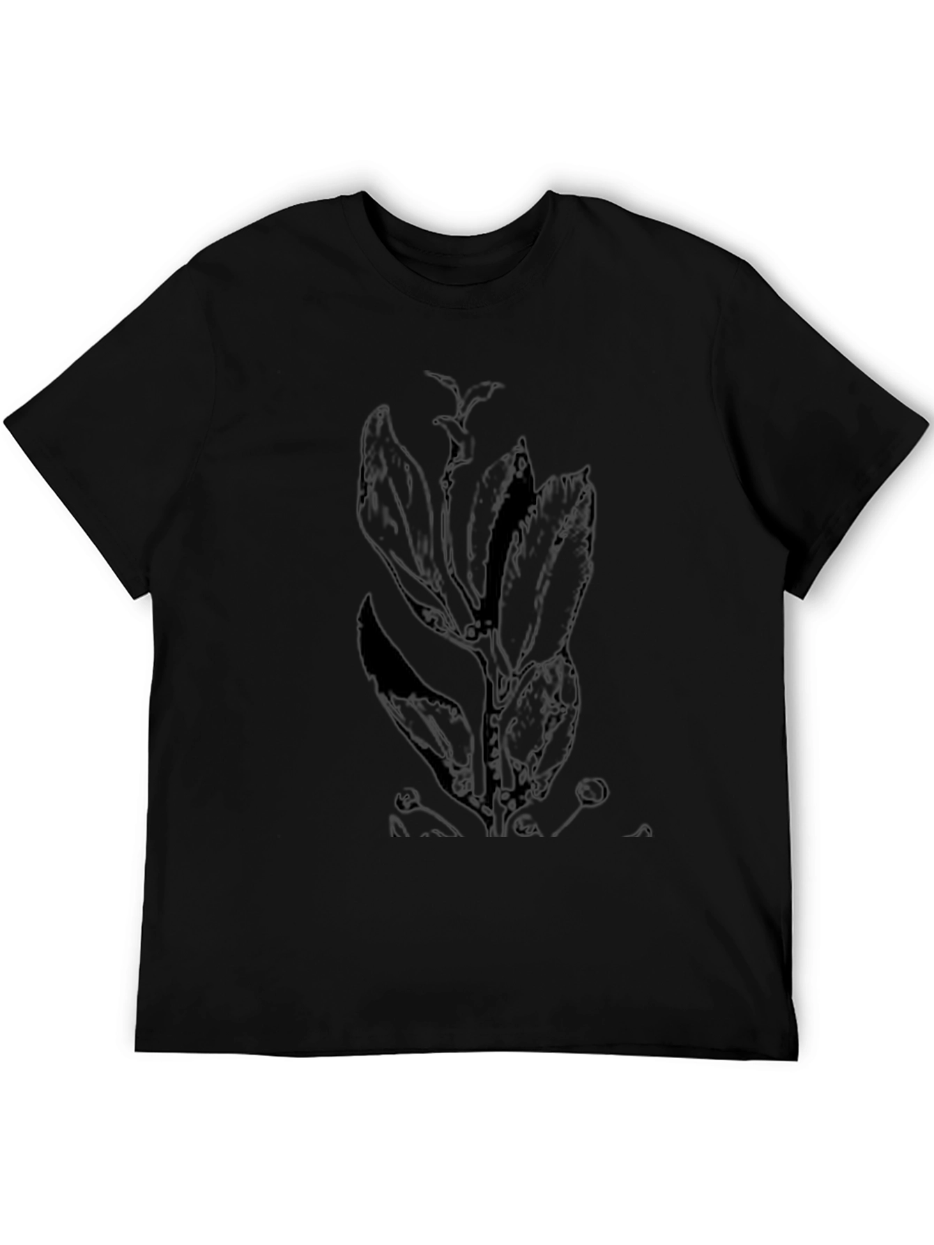 Mens Black Plant Graphic Tee