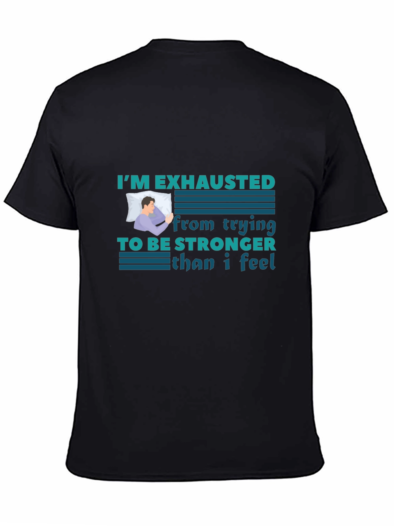 Exhausted Graphic Tee - Comfortable Black T-Shirt