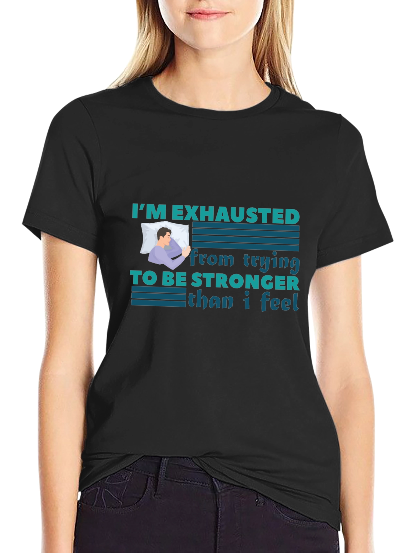 Exhausted Graphic Tee - Comfortable Black T-Shirt