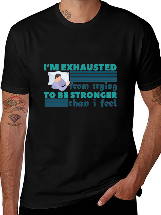 Exhausted Graphic Tee - Comfortable Black T-Shirt