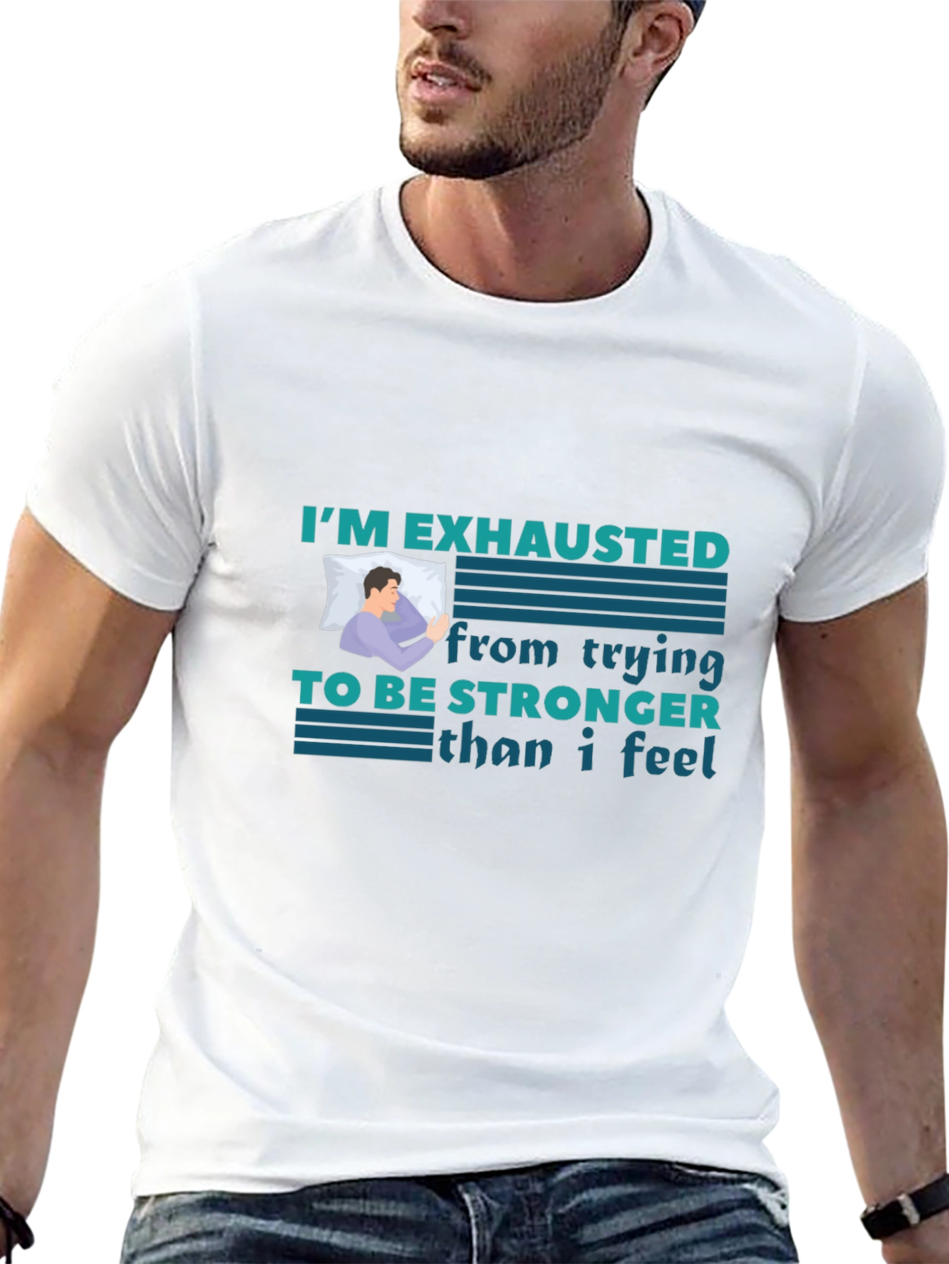 Exhausted Graphic Tee - Comfortable Black T-Shirt