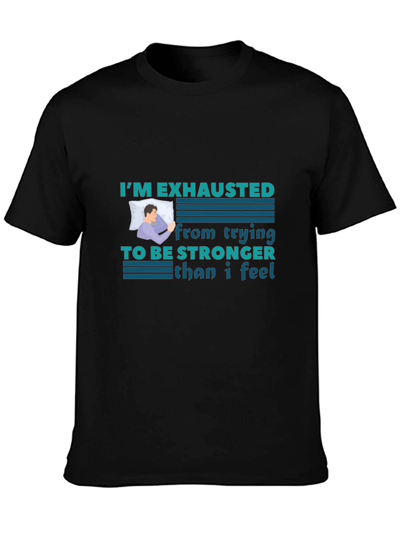 Exhausted Graphic Tee - Comfortable Black T-Shirt