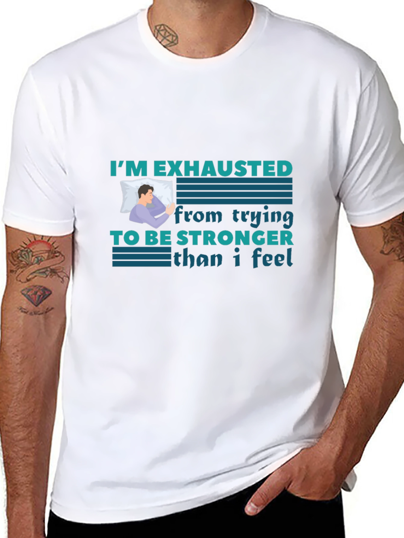 Exhausted Graphic Tee - Comfortable Black T-Shirt