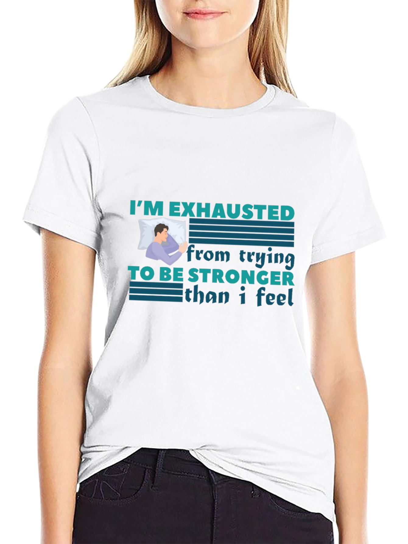 Exhausted Graphic Tee - Comfortable Black T-Shirt