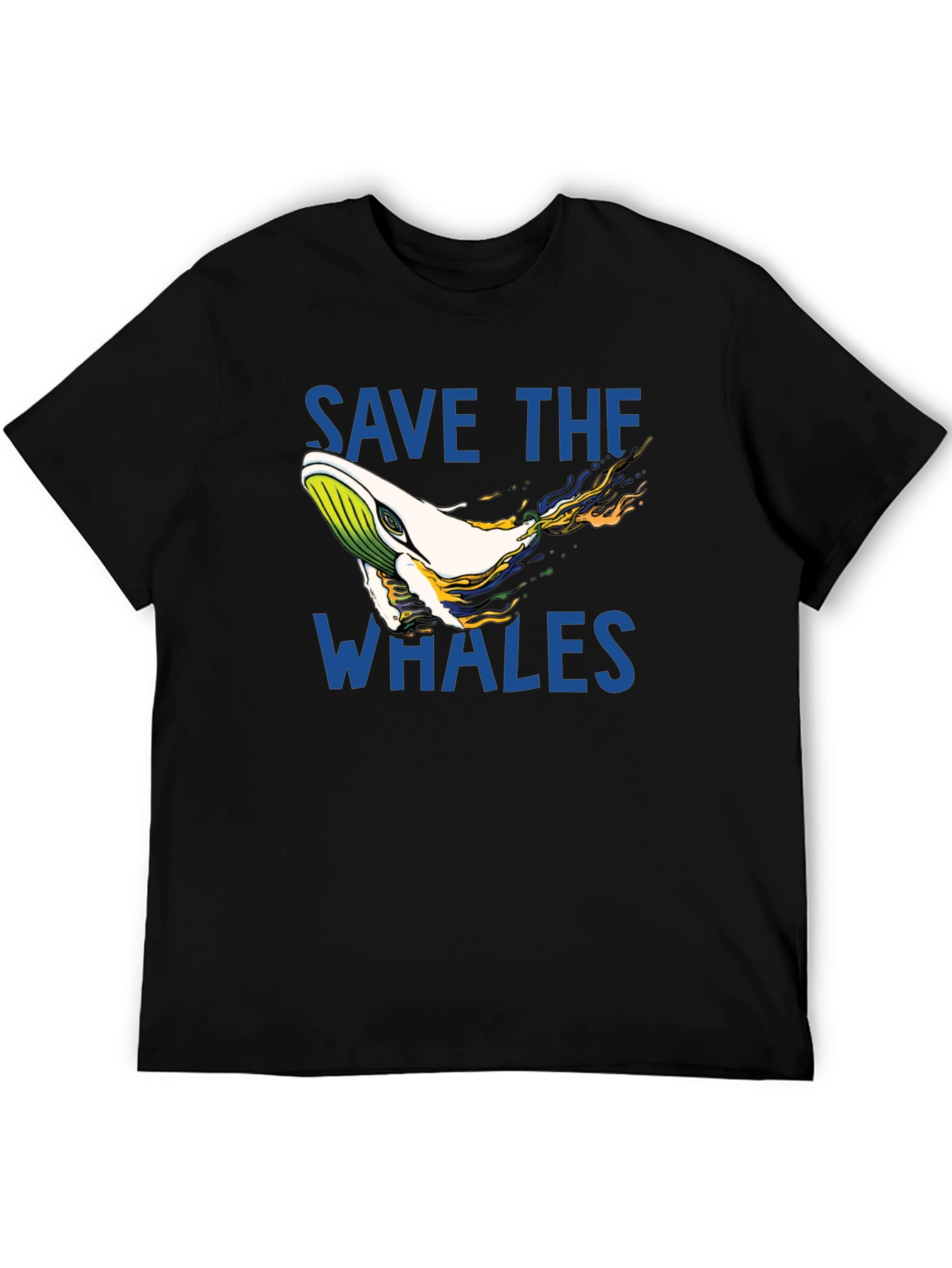 Save the Whales Graphic Tee - Black Cotton T-Shirt