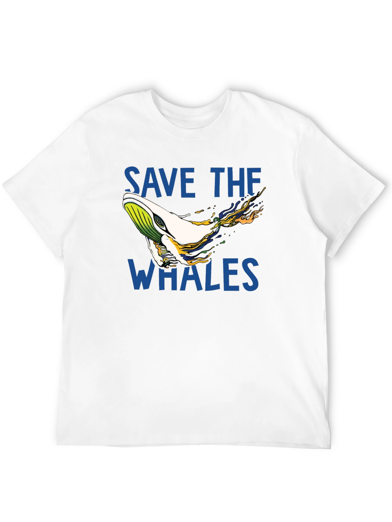 Save the Whales Graphic Tee - Black Cotton T-Shirt