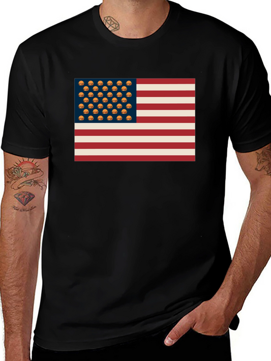 Burger USA Flag T-Shirt - Patriotic & Fun
