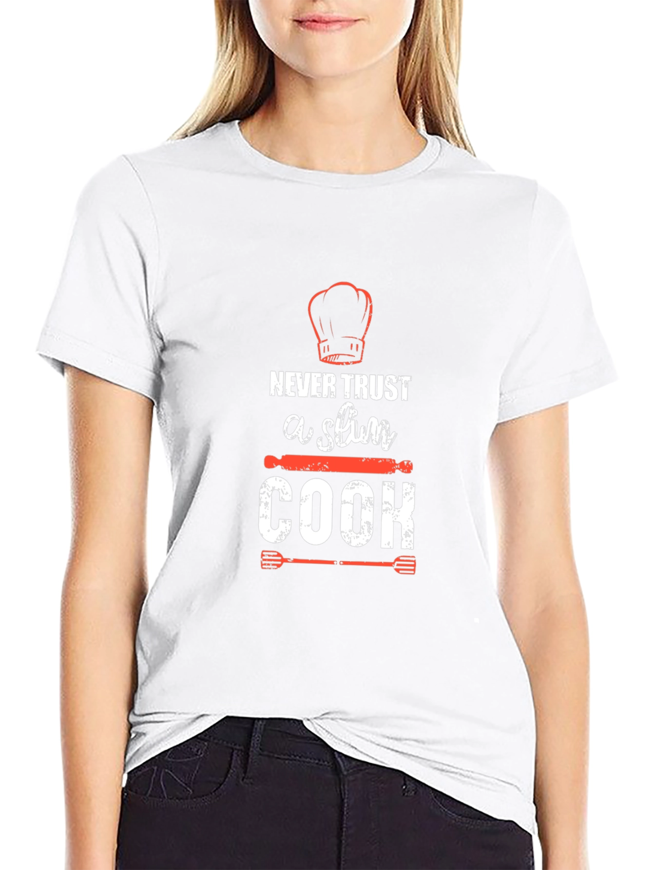 Funny Chef T-Shirt - Never Trust a Slim Cook