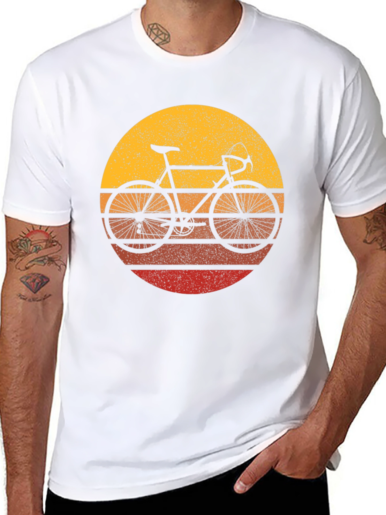 Retro Bike Sunset T-Shirt - Classic Cycling Style