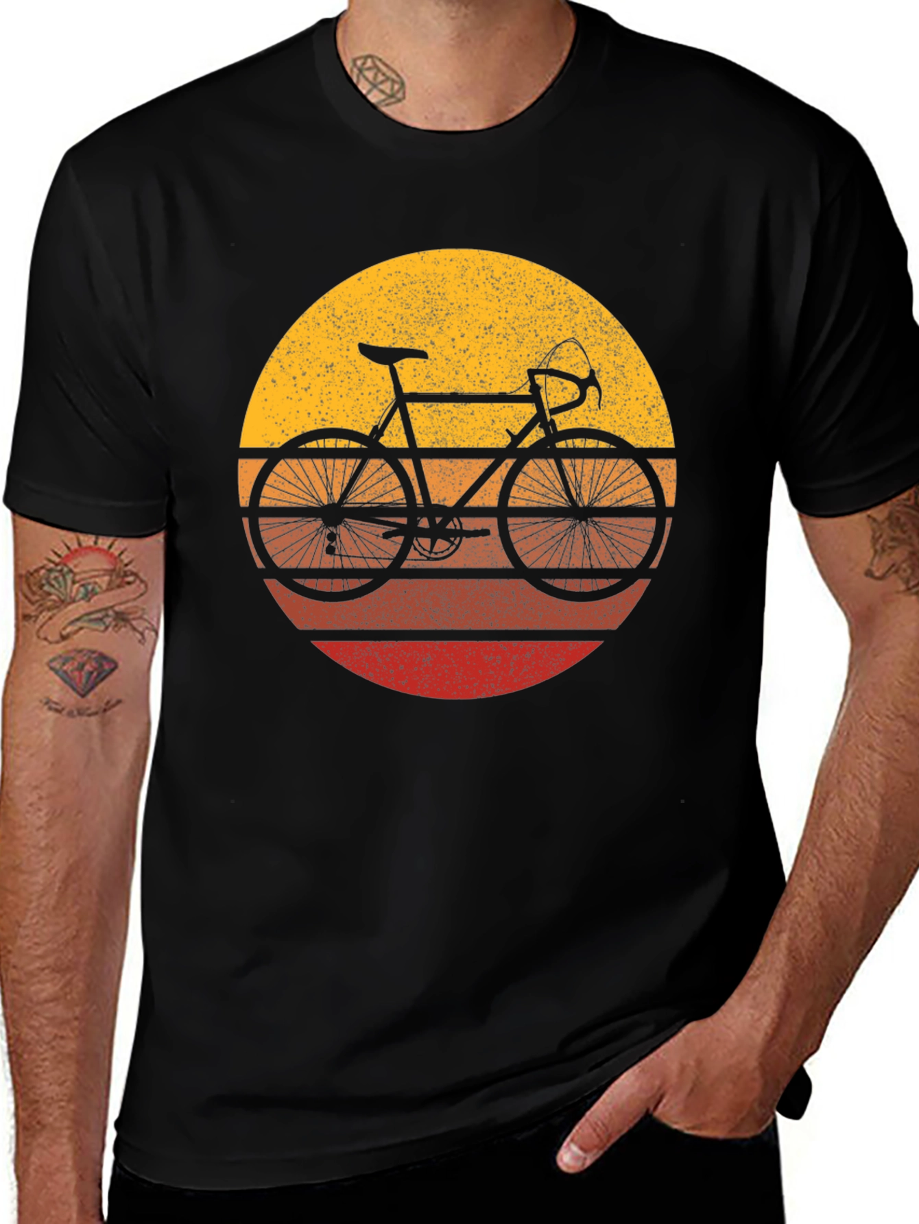 Retro Bike Sunset T-Shirt - Classic Cycling Style