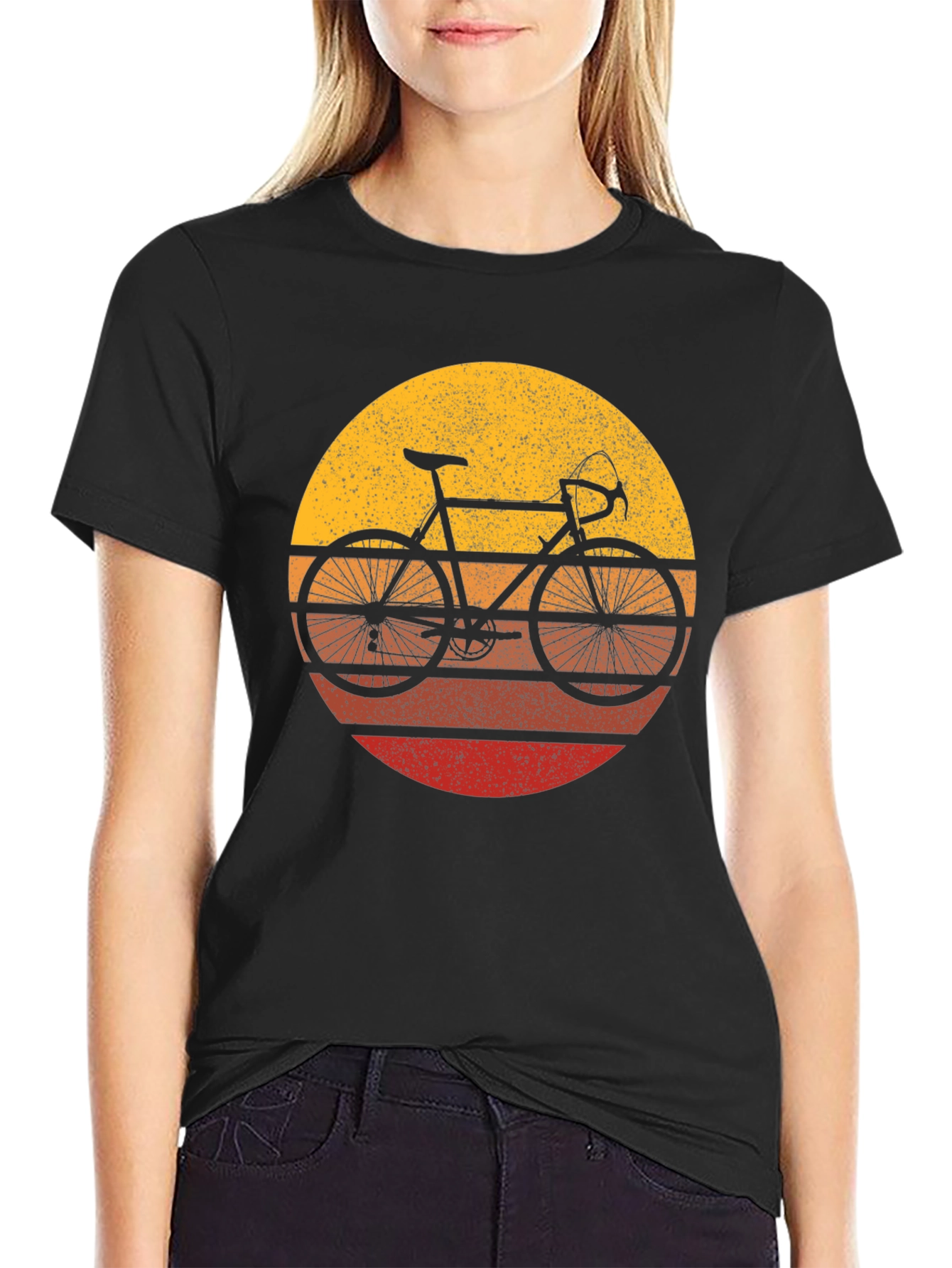 Retro Bike Sunset T-Shirt - Classic Cycling Style