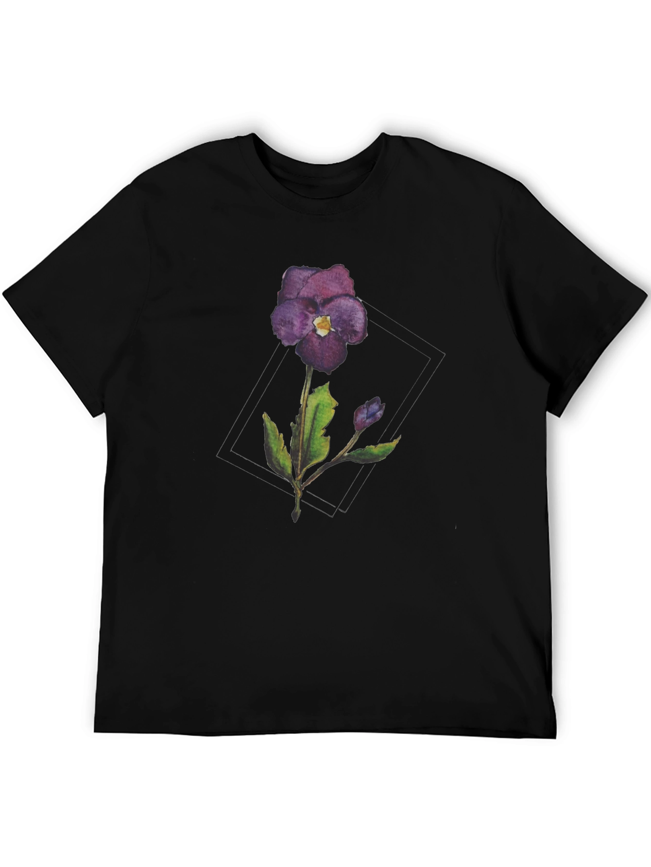 Violet Flower Graphic T-Shirt - Casual Style