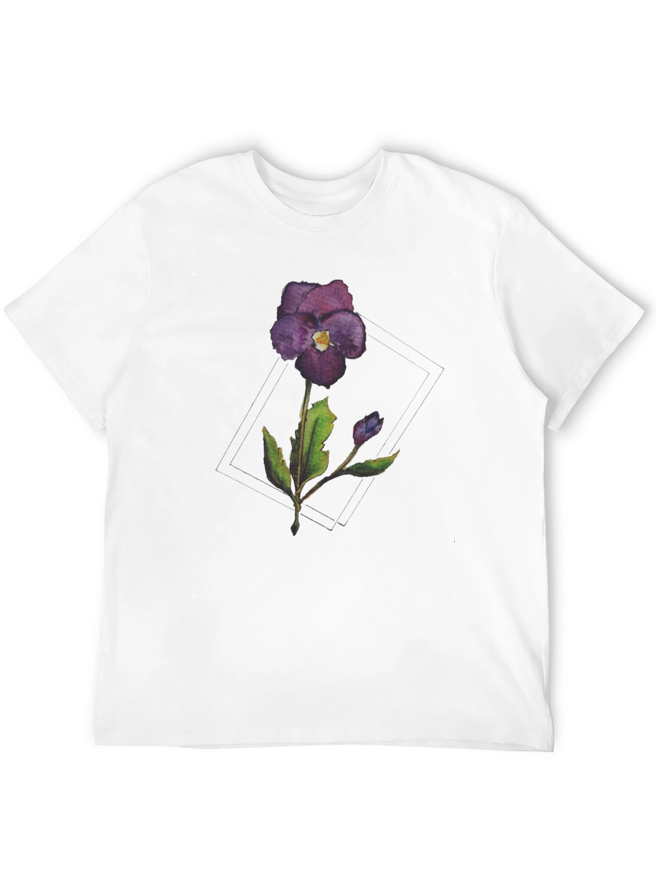 Violet Flower Graphic T-Shirt - Casual Style