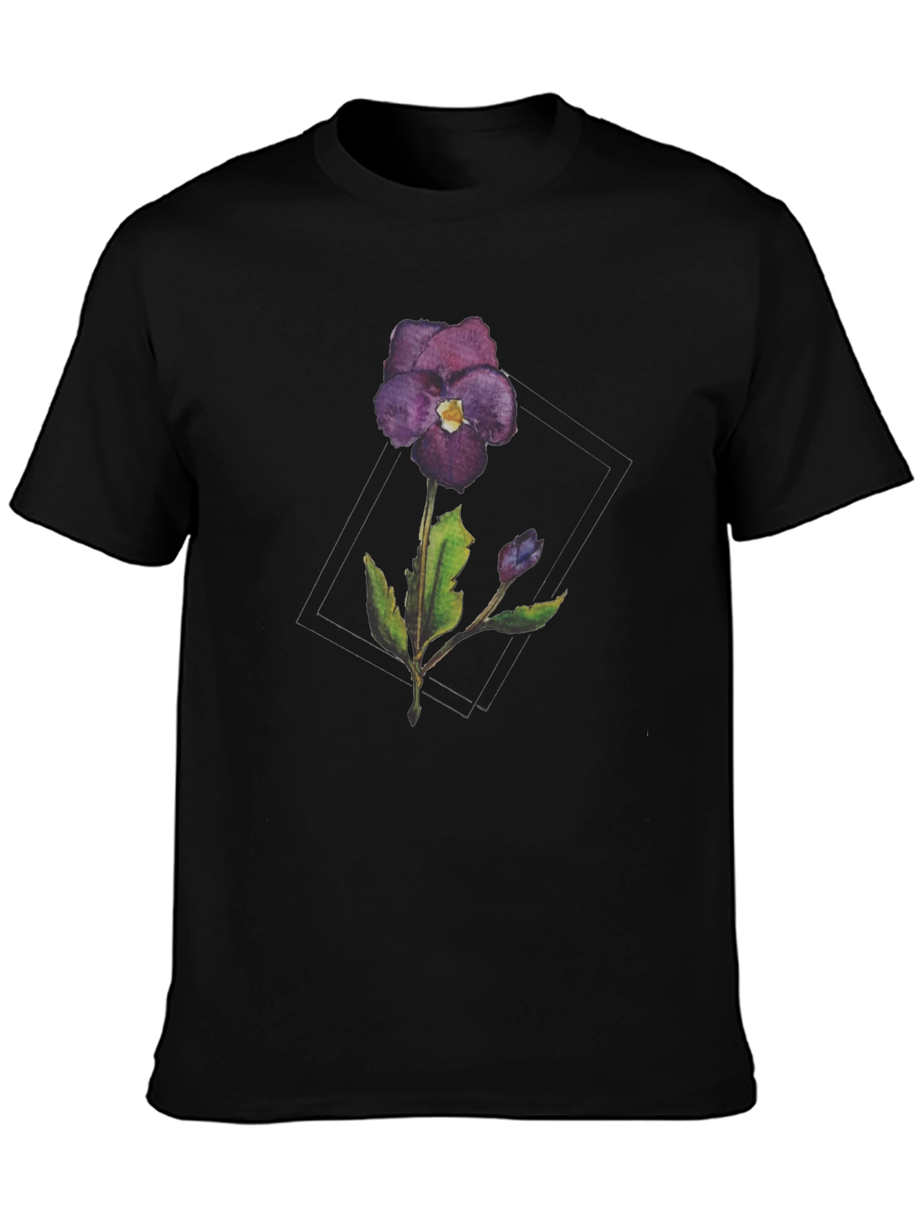 Violet Flower Graphic T-Shirt - Casual Style
