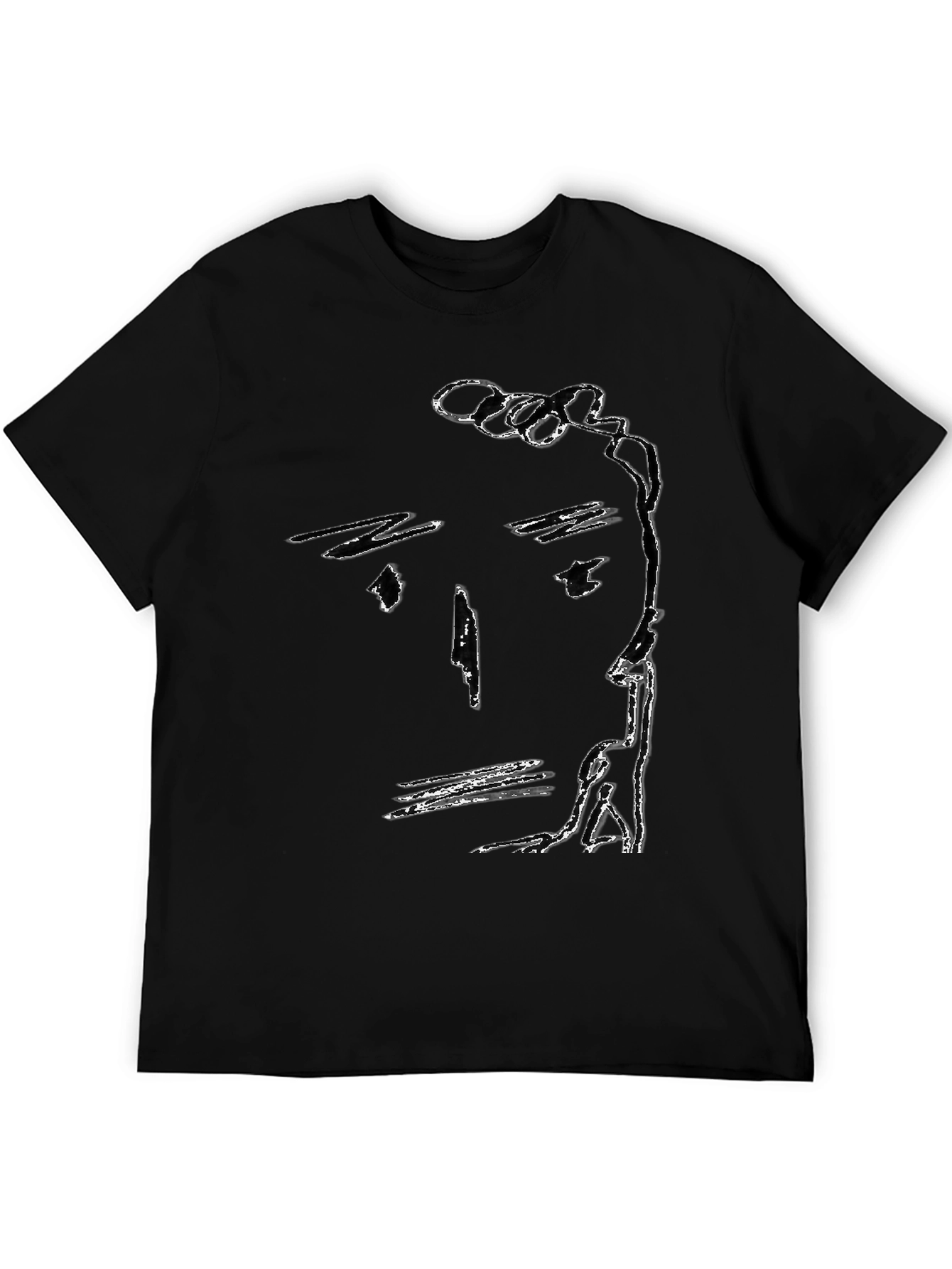 Abstract Face Black T-Shirt Minimalist Art Tee