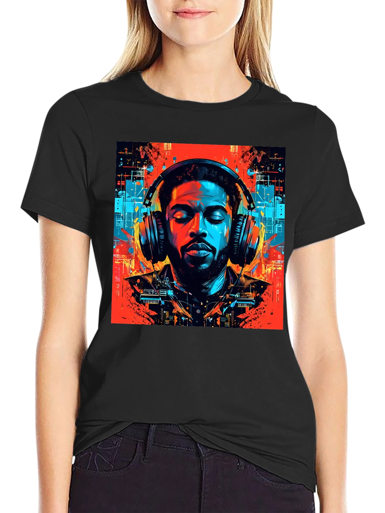 Vibing Tunes Graphic Tee - Mens Black T-Shirt