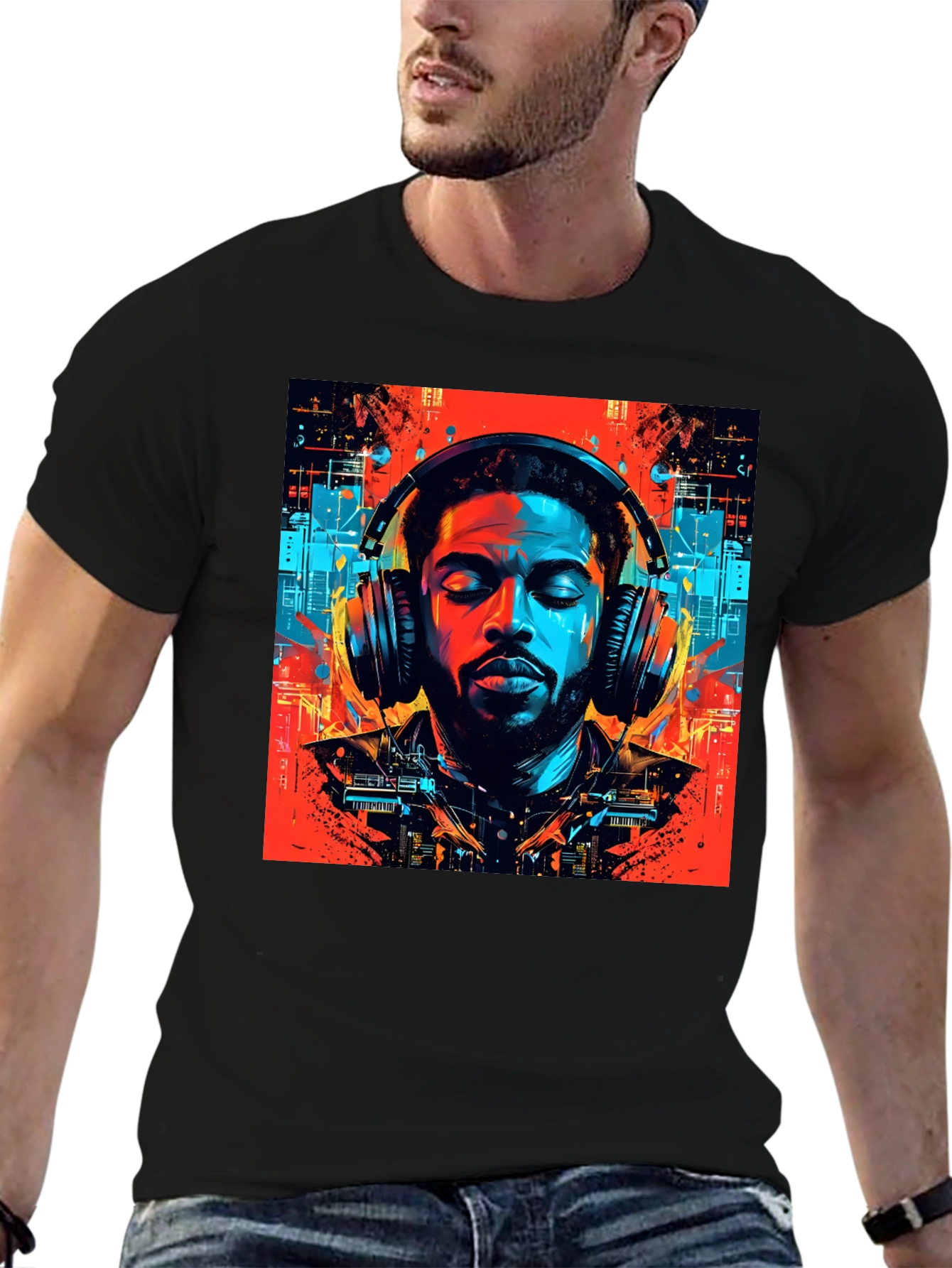 Vibing Tunes Graphic Tee - Mens Black T-Shirt