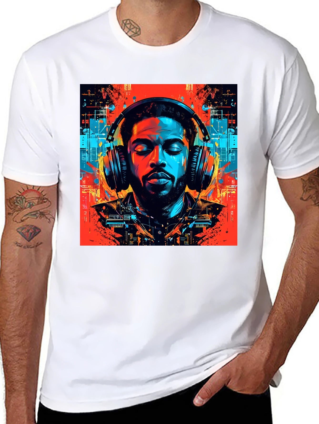 Vibing Tunes Graphic Tee - Mens Black T-Shirt