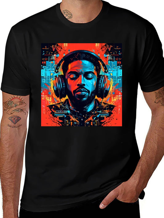 Vibing Tunes Graphic Tee - Mens Black T-Shirt