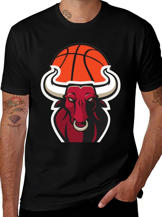 Cool Bull with Basketball Graphic Tee