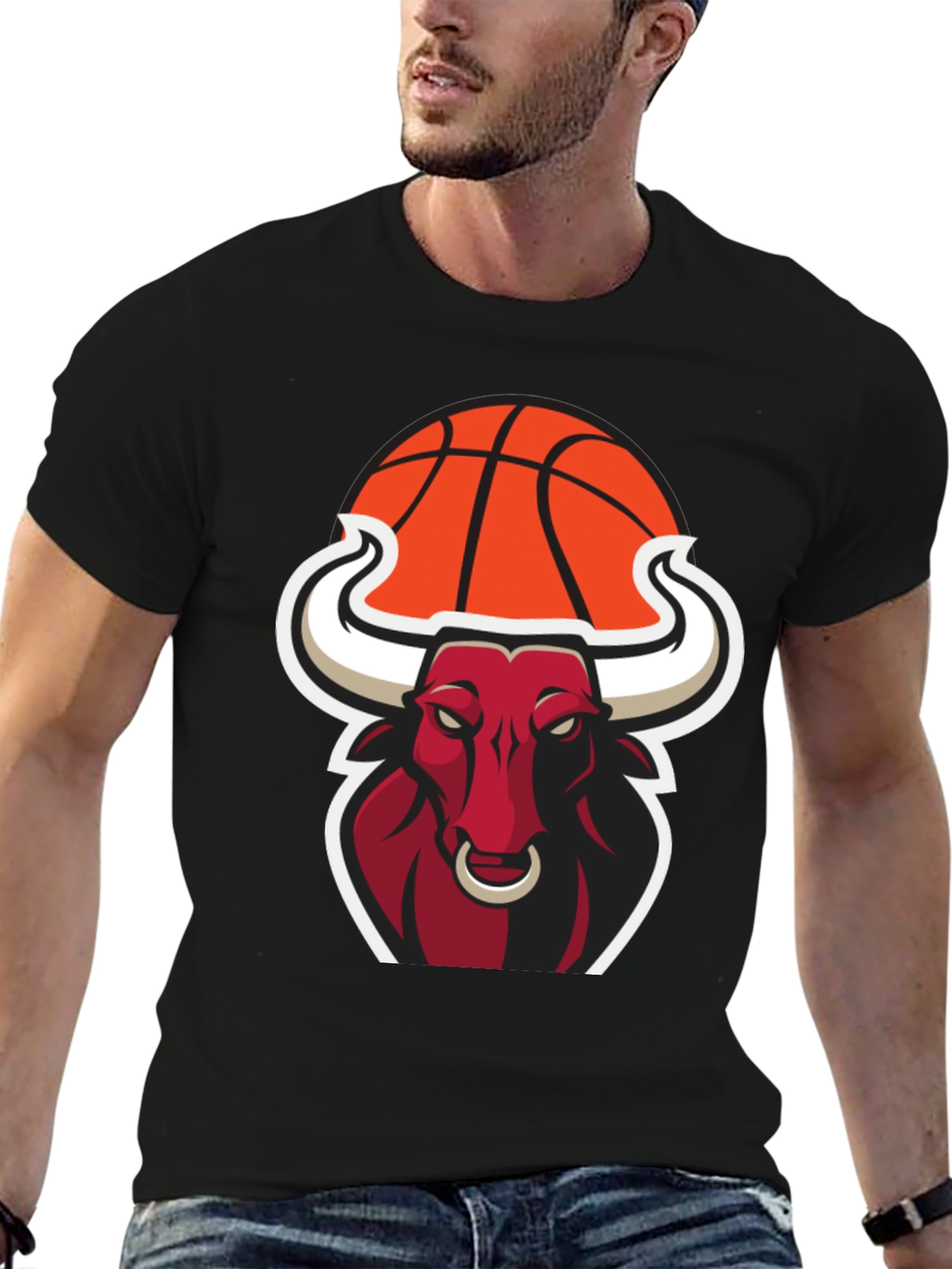 Cool Bull with Basketball Graphic Tee