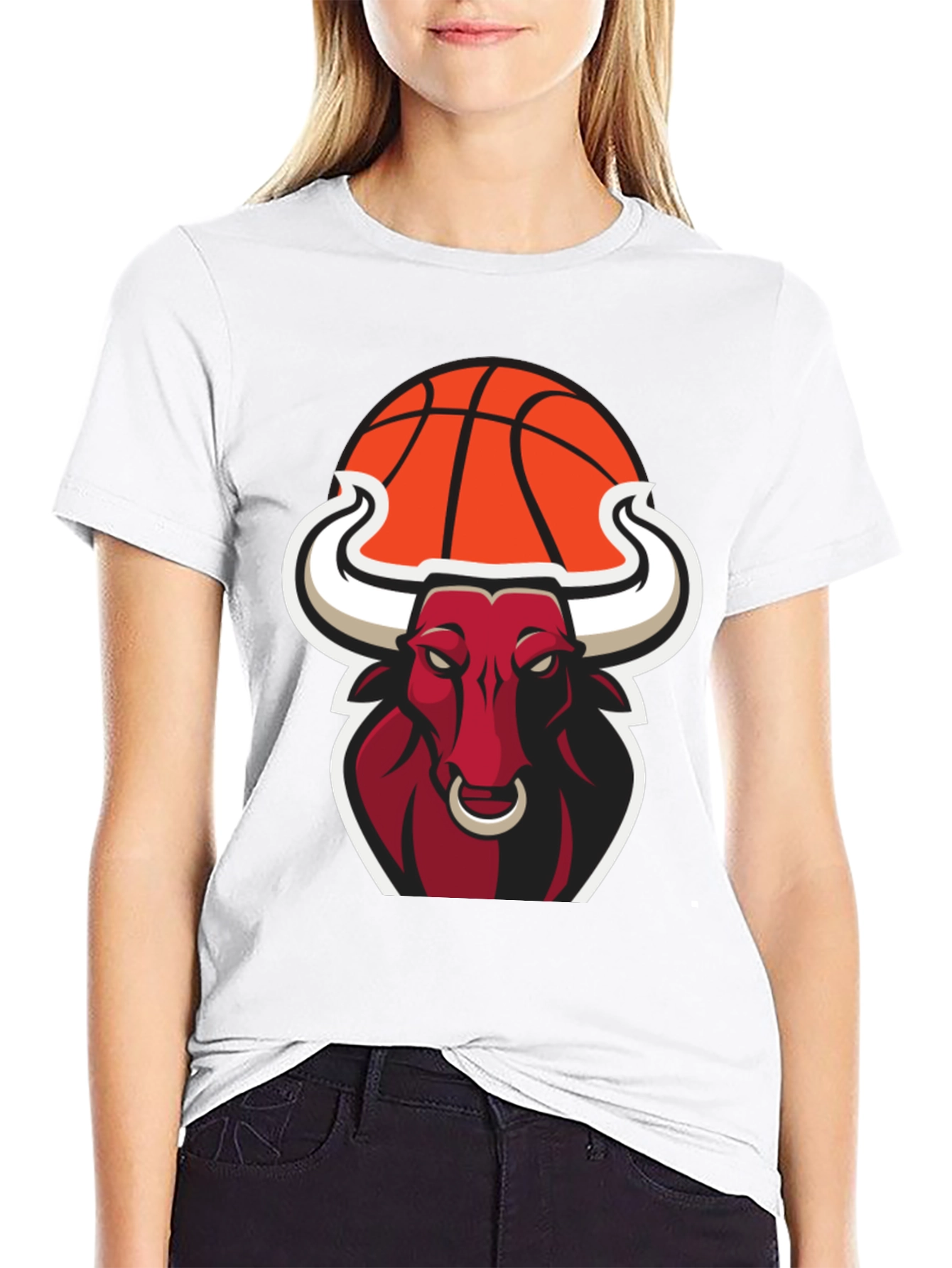 Cool Bull with Basketball Graphic Tee