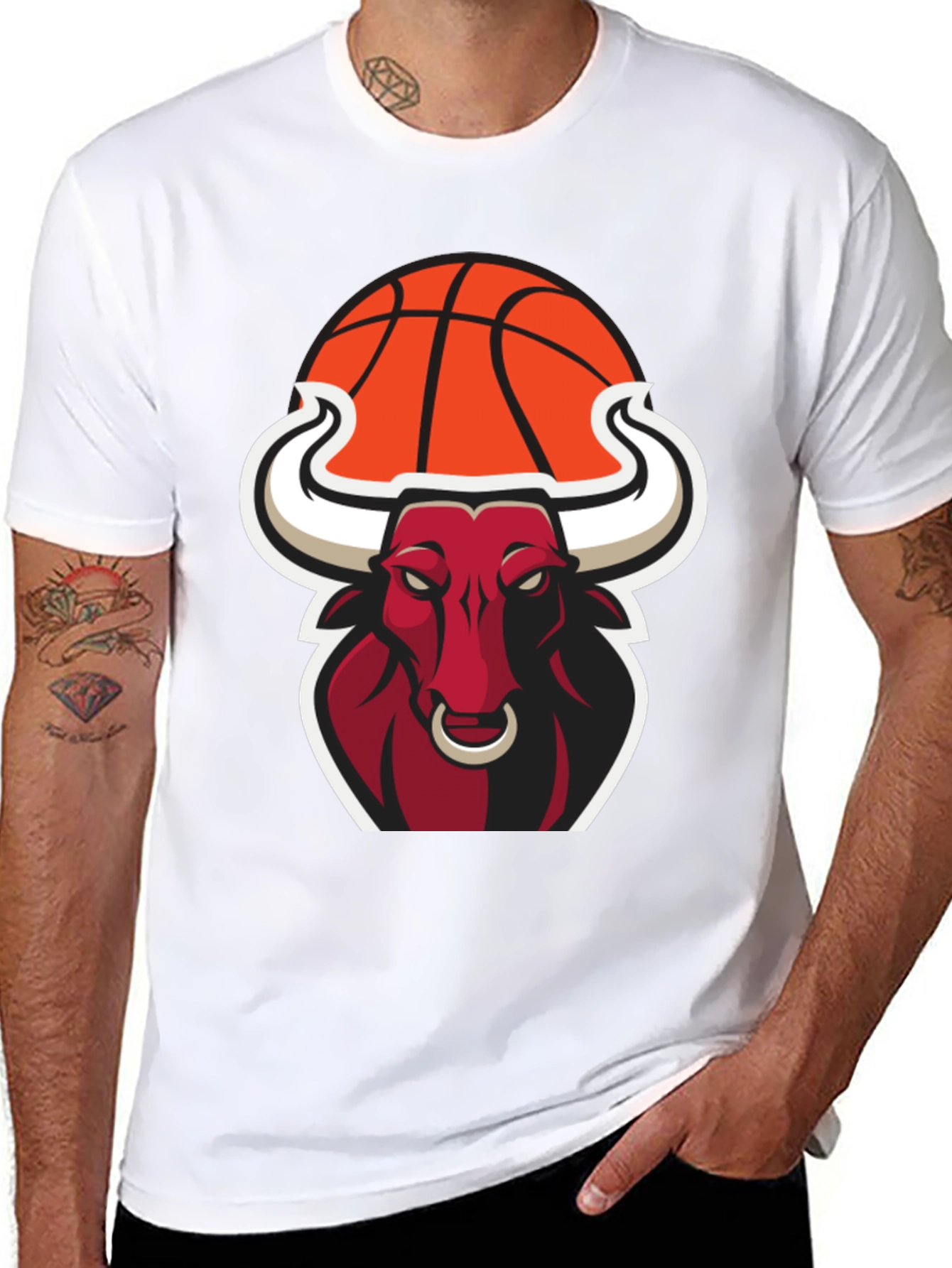 Cool Bull with Basketball Graphic Tee