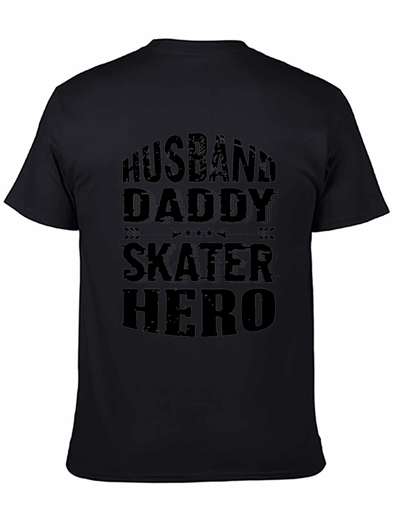 Husband Daddy Skater Hero Black T-Shirt
