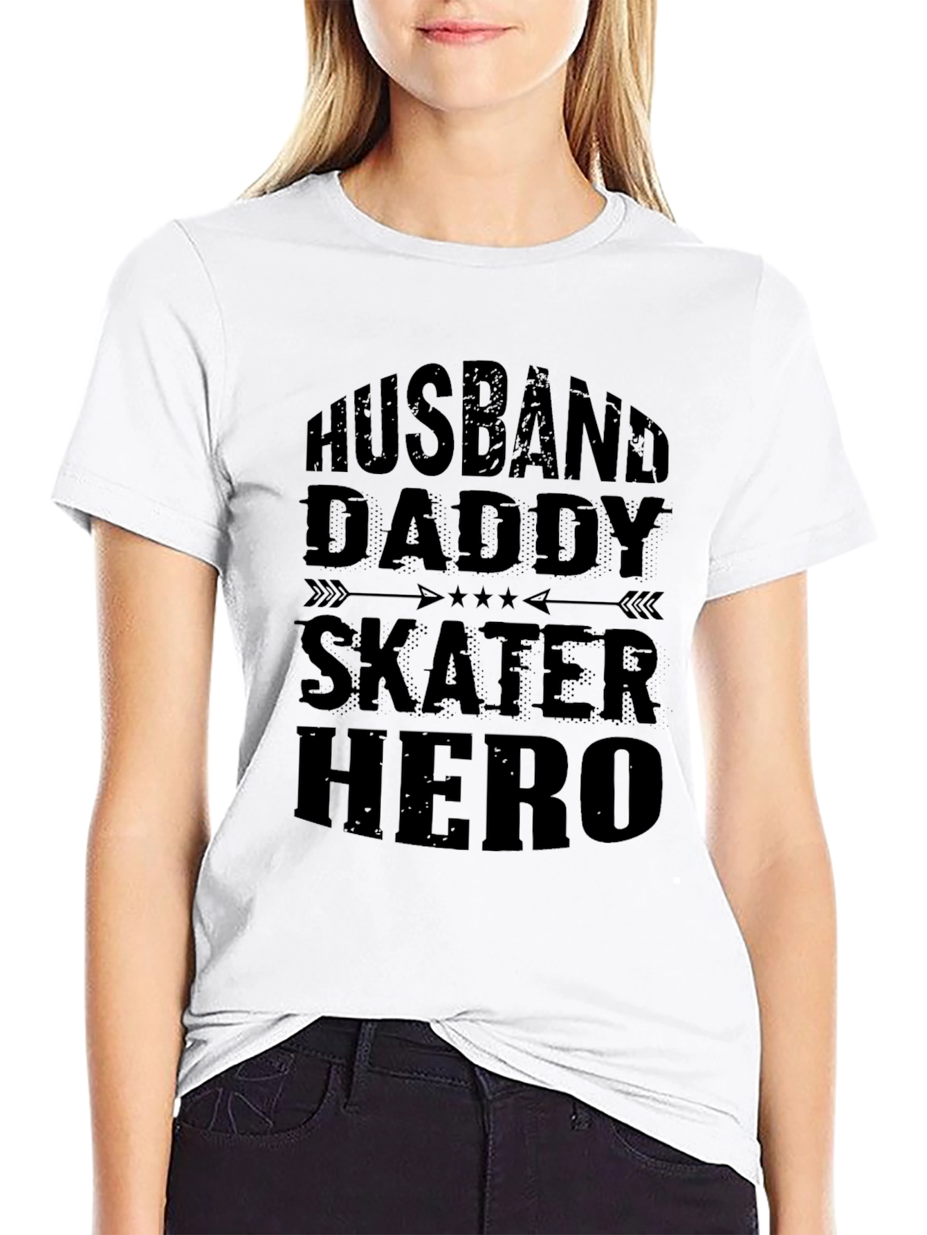 Husband Daddy Skater Hero Black T-Shirt