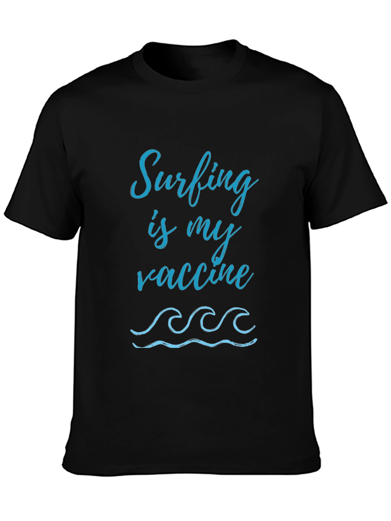 Surfing Is My Vaccine Black Graphic Tee