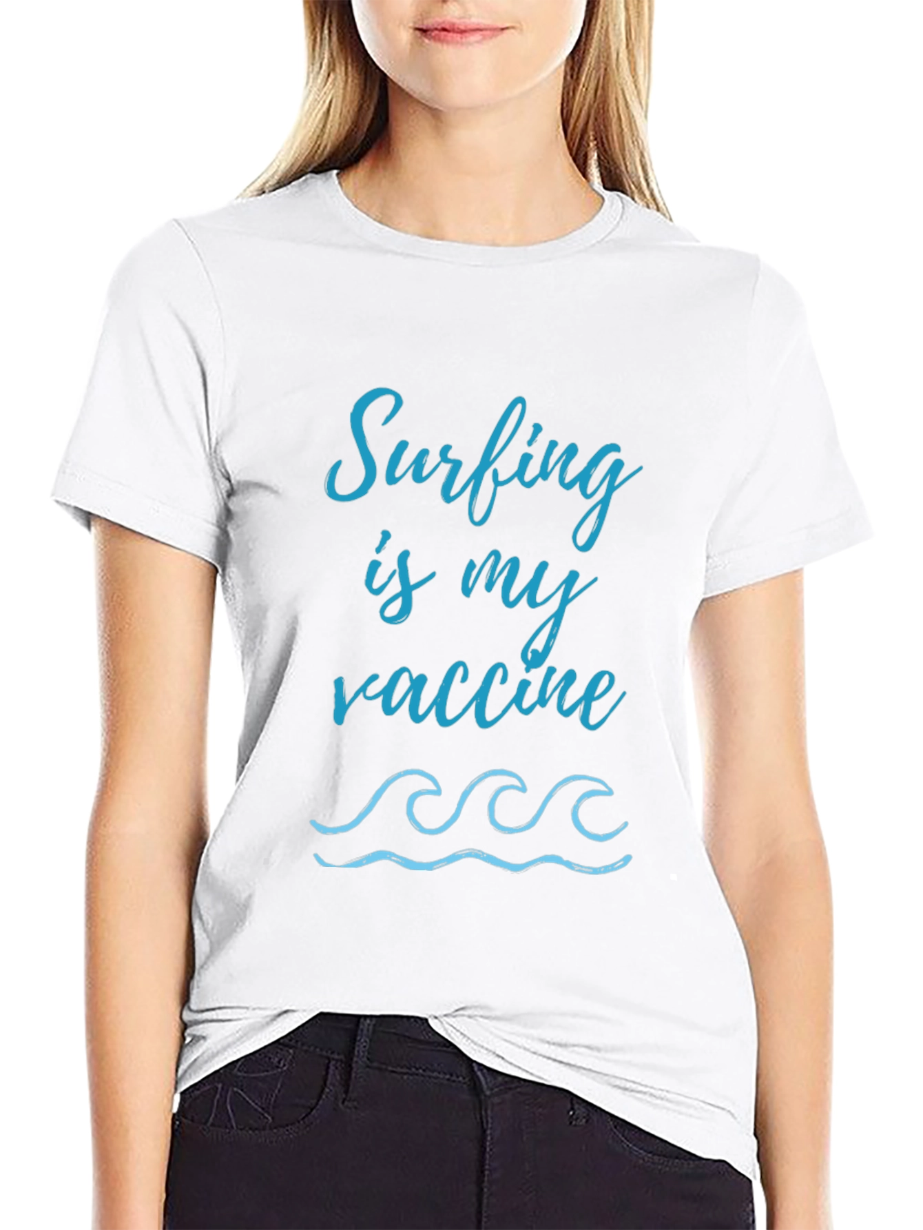 Surfing Is My Vaccine Black Graphic Tee
